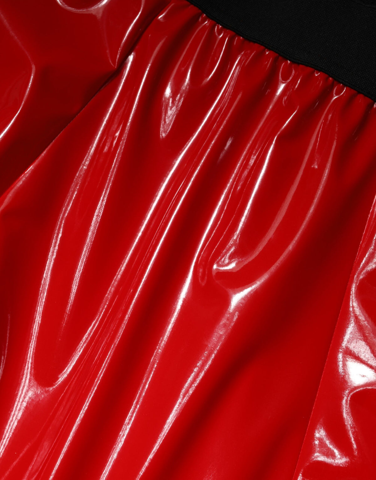 Dolce & Gabbana Glossy Red Polyester High Waist Midi Women's Skirt