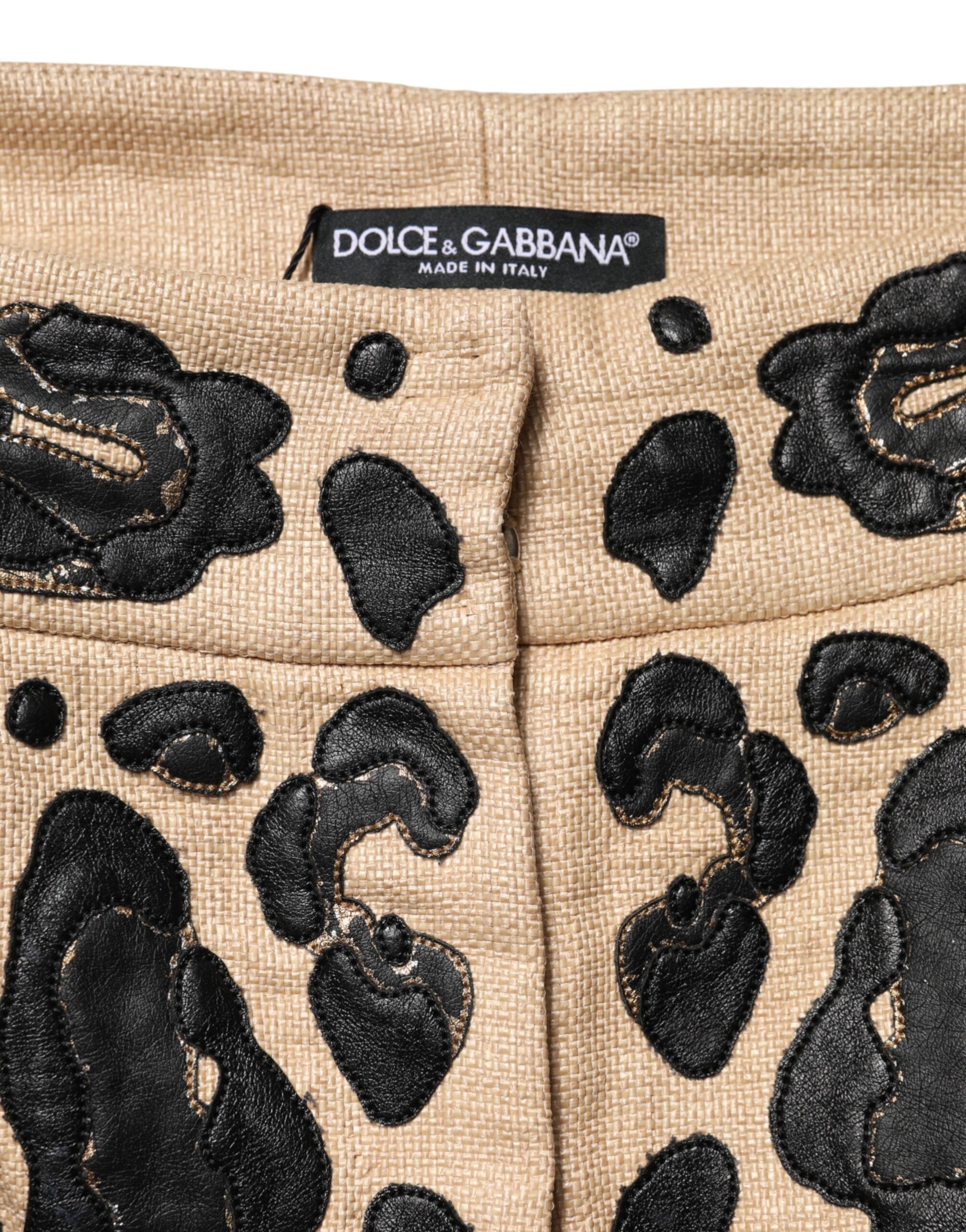 Dolce & Gabbana Beige Leopard Nylon Bermuda Mini Women's Shorts