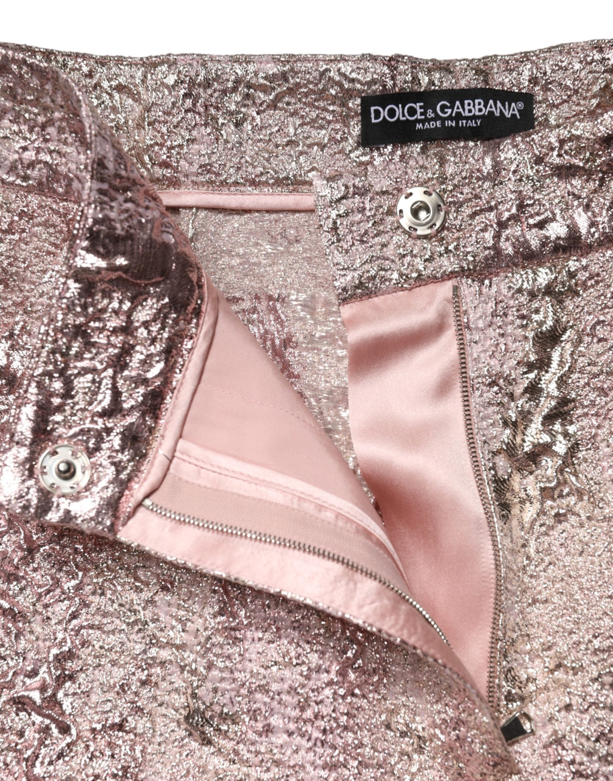 Dolce & Gabbana Pink Jacquard High Waist Hotpants Women's Shorts