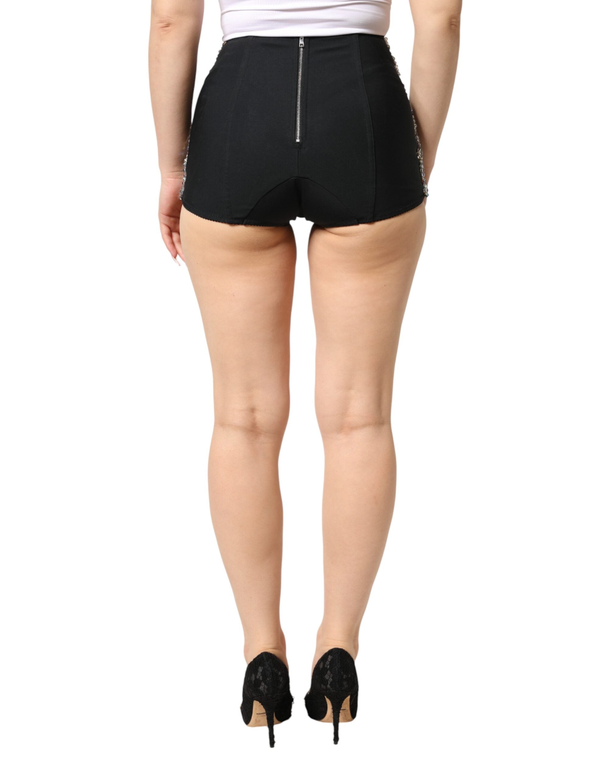Dolce & Gabbana Multicolor Embellished High Waist Hot Pants Women's Shorts