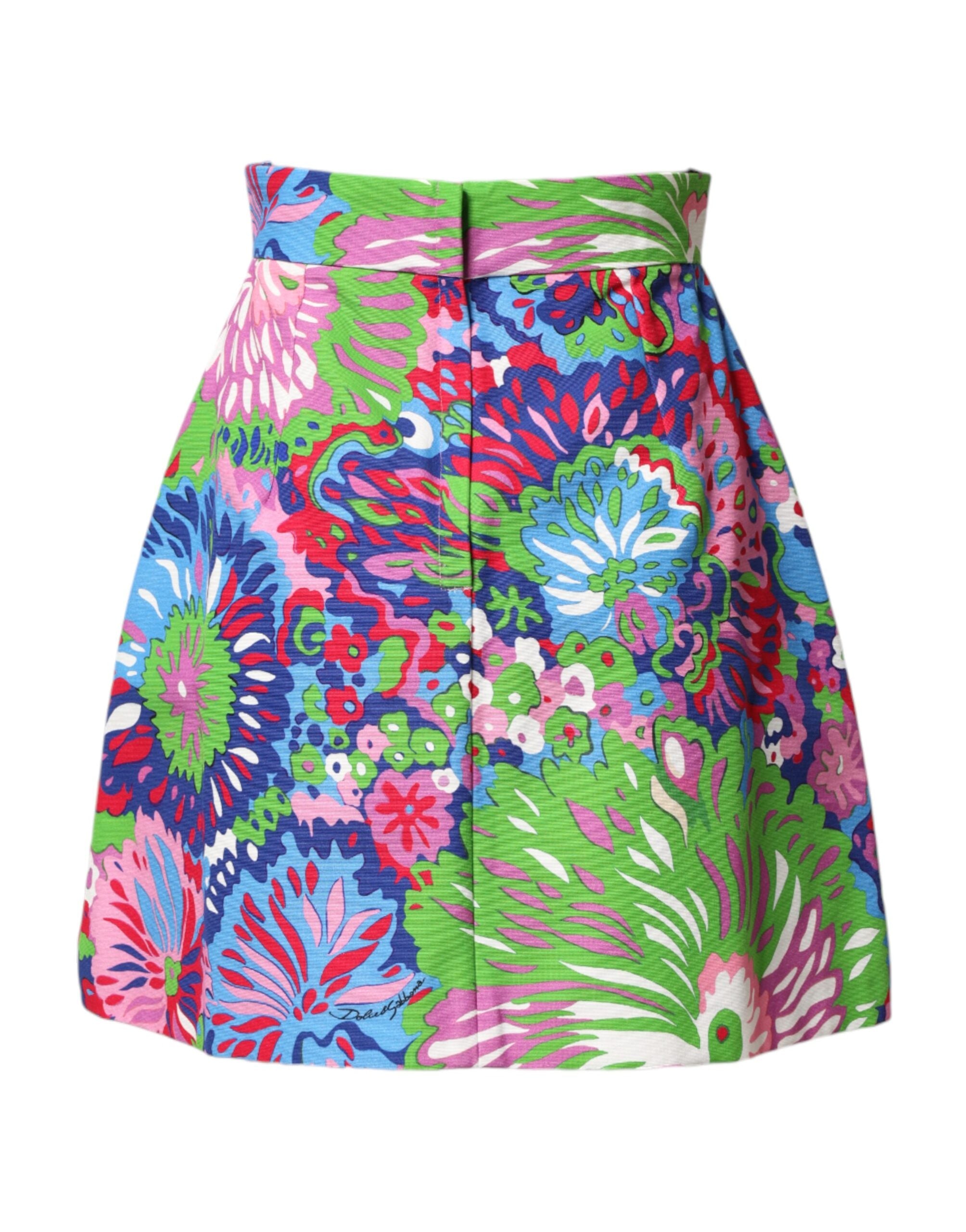 Dolce & Gabbana Multicolor Floral Buttoned High Waist Mini Women's Shorts