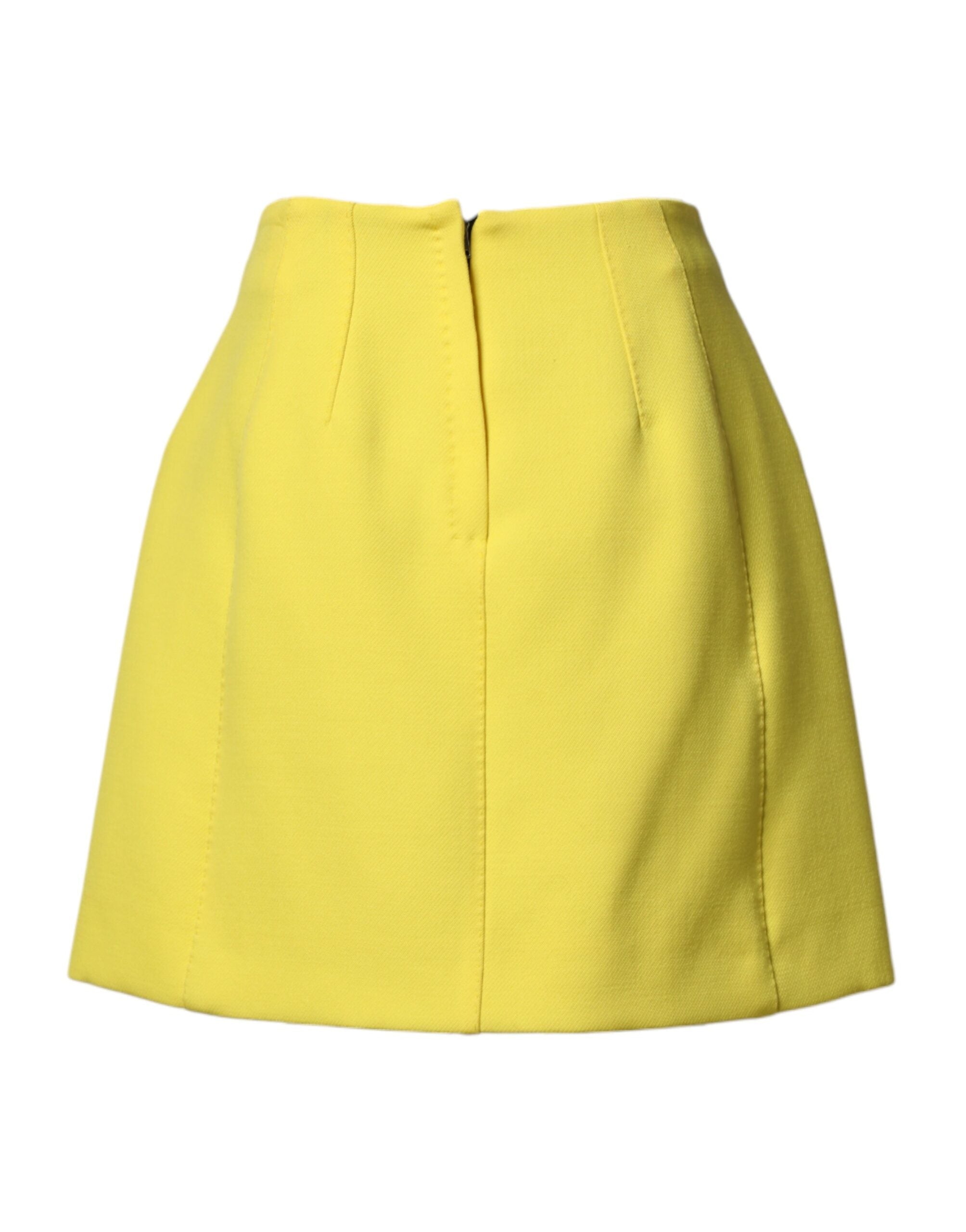 Dolce & Gabbana Yellow Wool Buttoned High Waist Mini Women's Skirt (Pre-Owned)