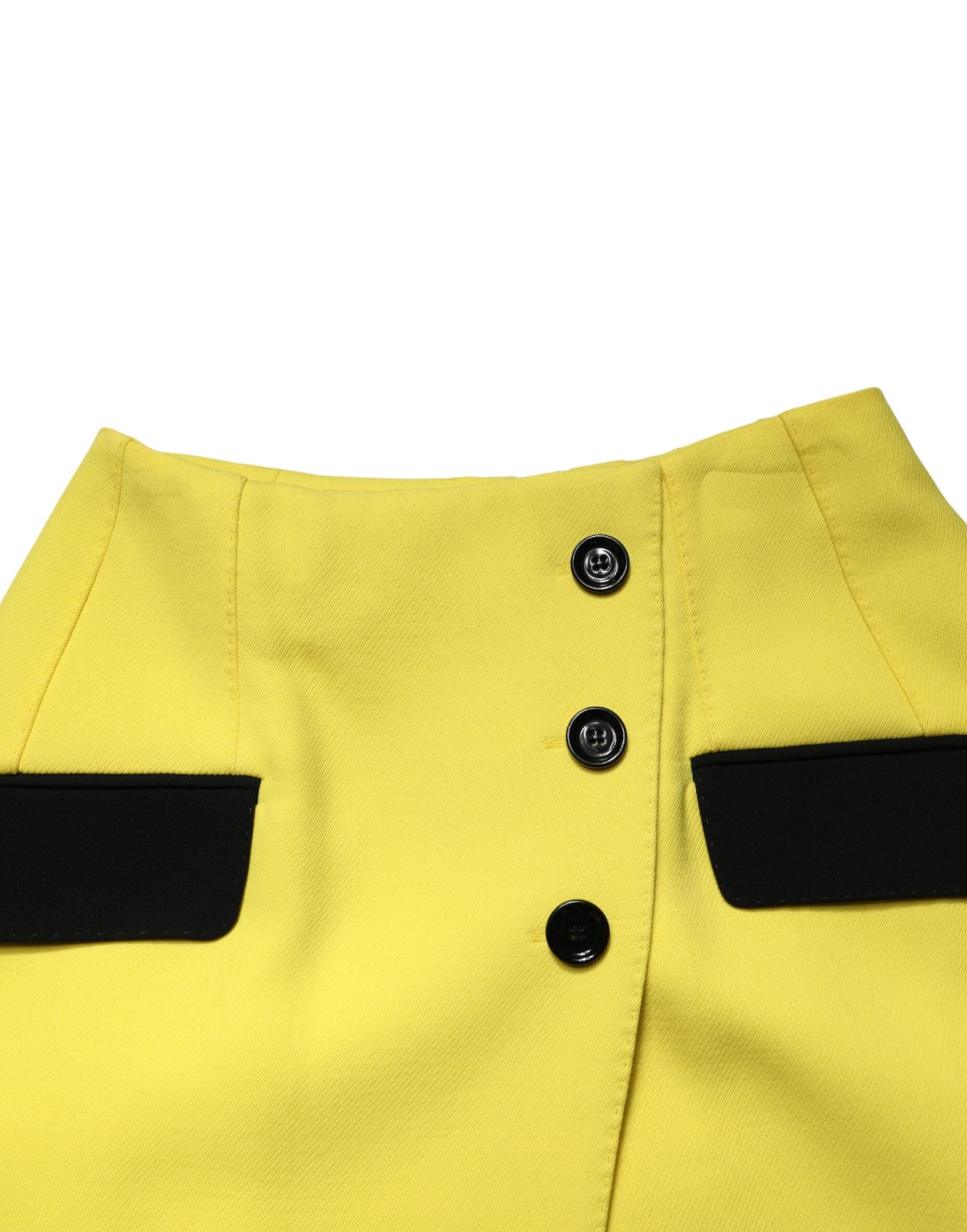 Dolce & Gabbana Yellow Wool Buttoned High Waist Mini Women's Skirt (Pre-Owned)