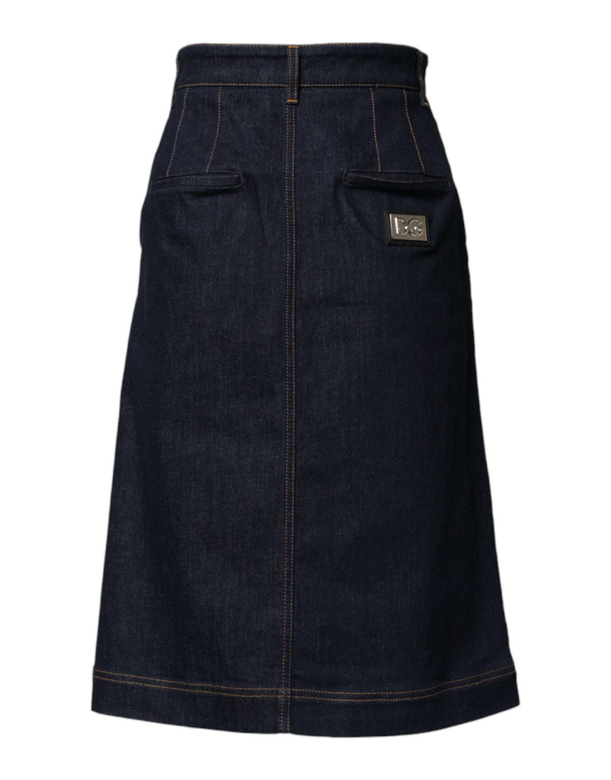 Dolce & Gabbana Dark Blue Cotton A-line Denim Midi Women's Skirt