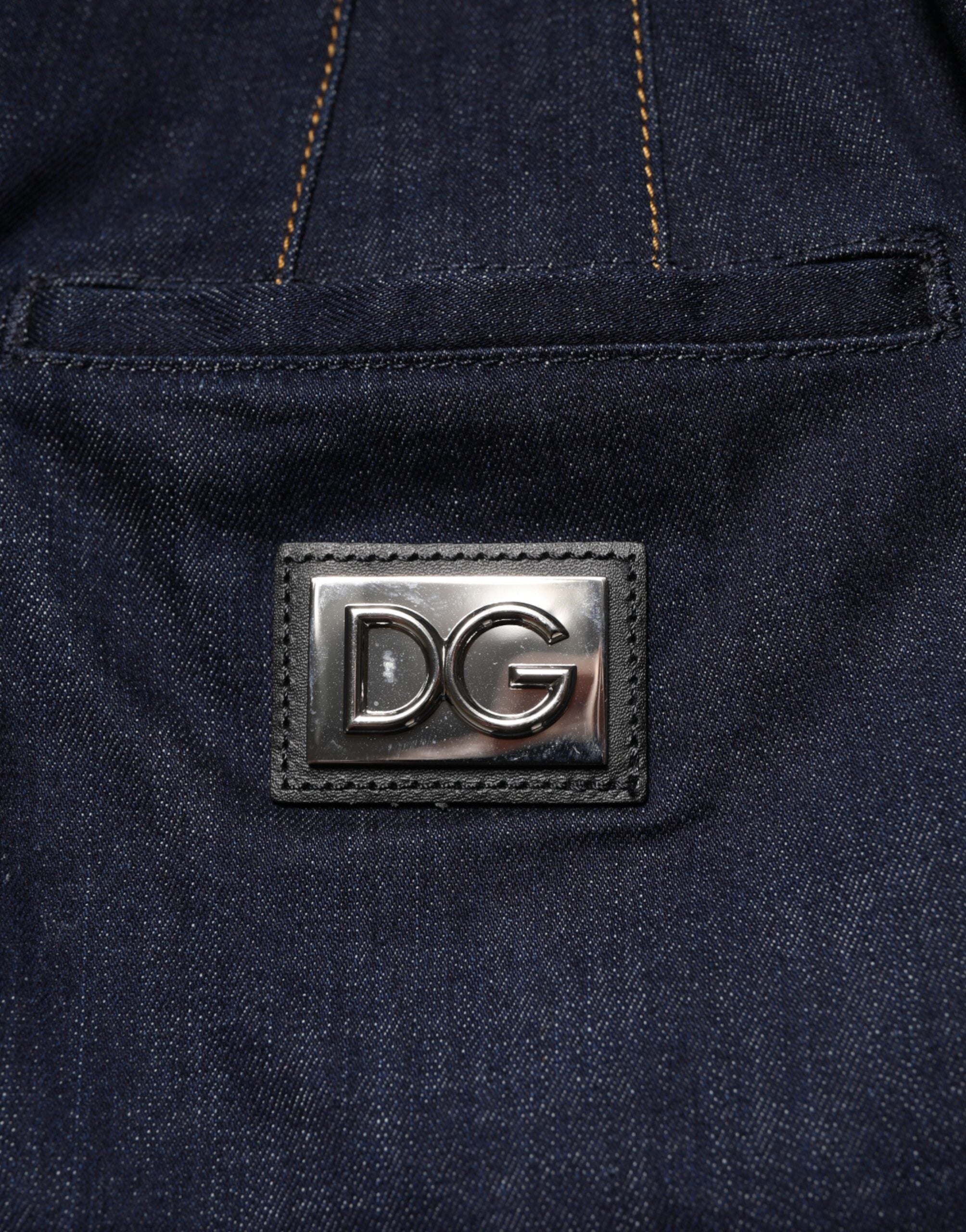 Dolce & Gabbana Dark Blue Cotton A-line Denim Midi Women's Skirt