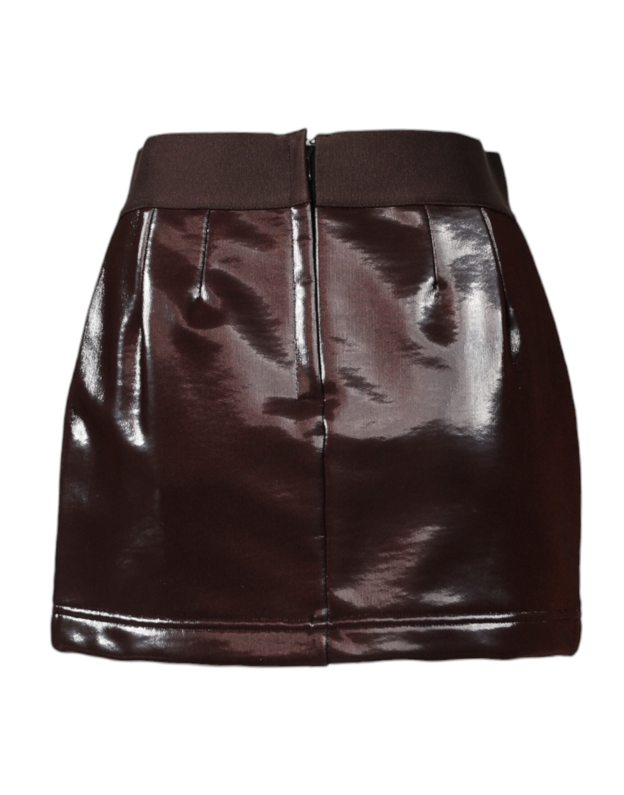 Dolce & Gabbana Dark Brown Cotton Fitted High Waist Mini Women's Skirt