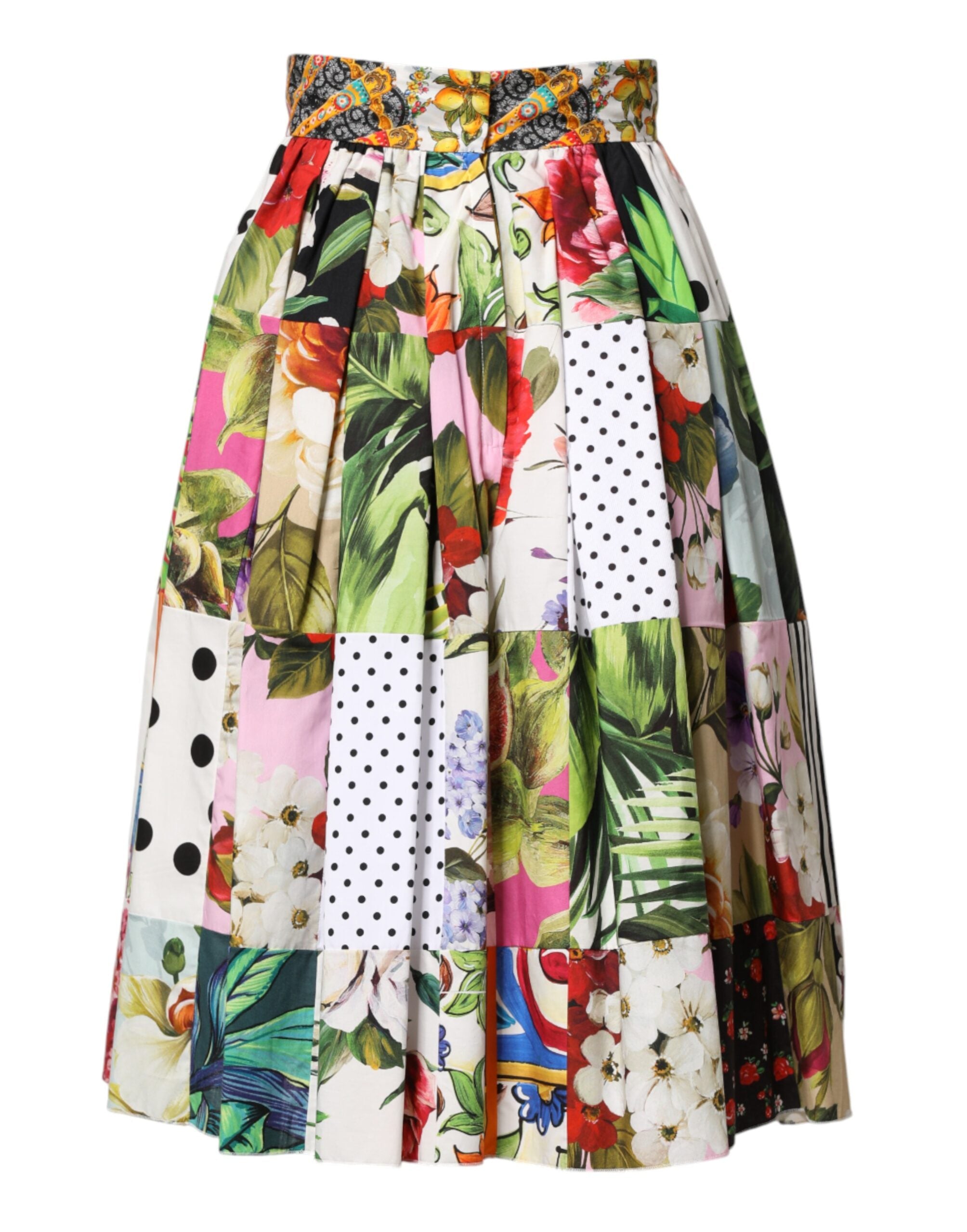 Dolce & Gabbana Multicolor Patchwork High Waist Midi Women's Skirt