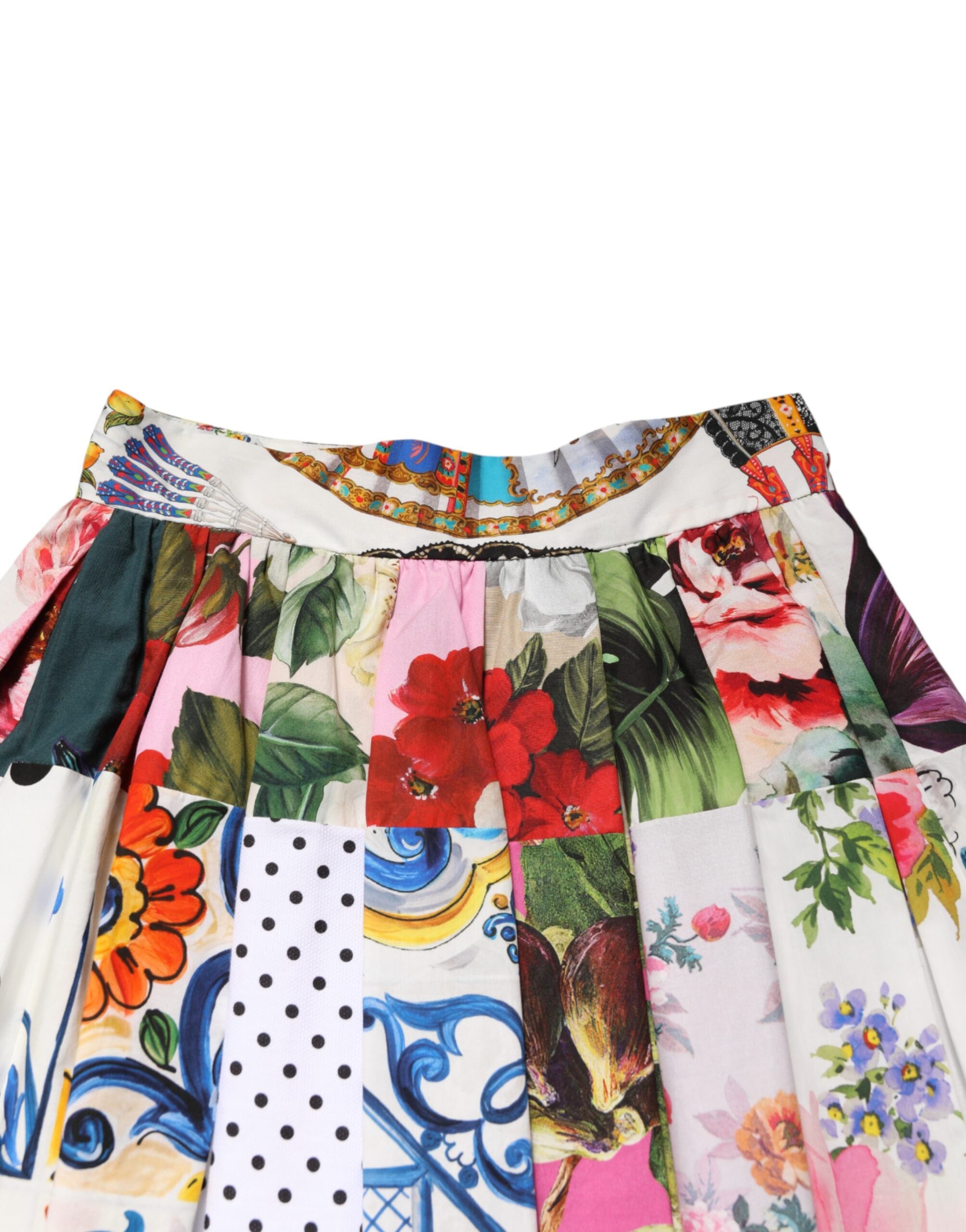 Dolce & Gabbana Multicolor Patchwork High Waist Midi Women's Skirt