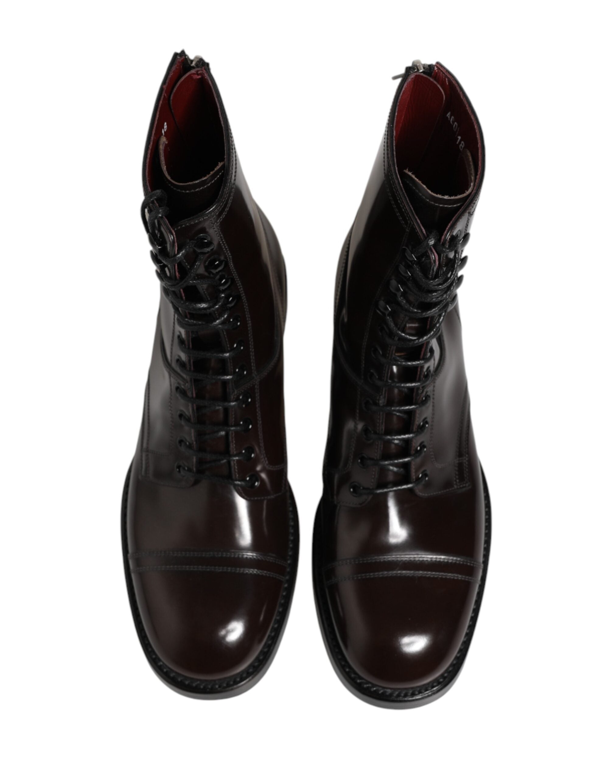 Dolce & Gabbana Black Leather Lace Up Mid Calf Boots Men's Shoes (Pre-Owned)