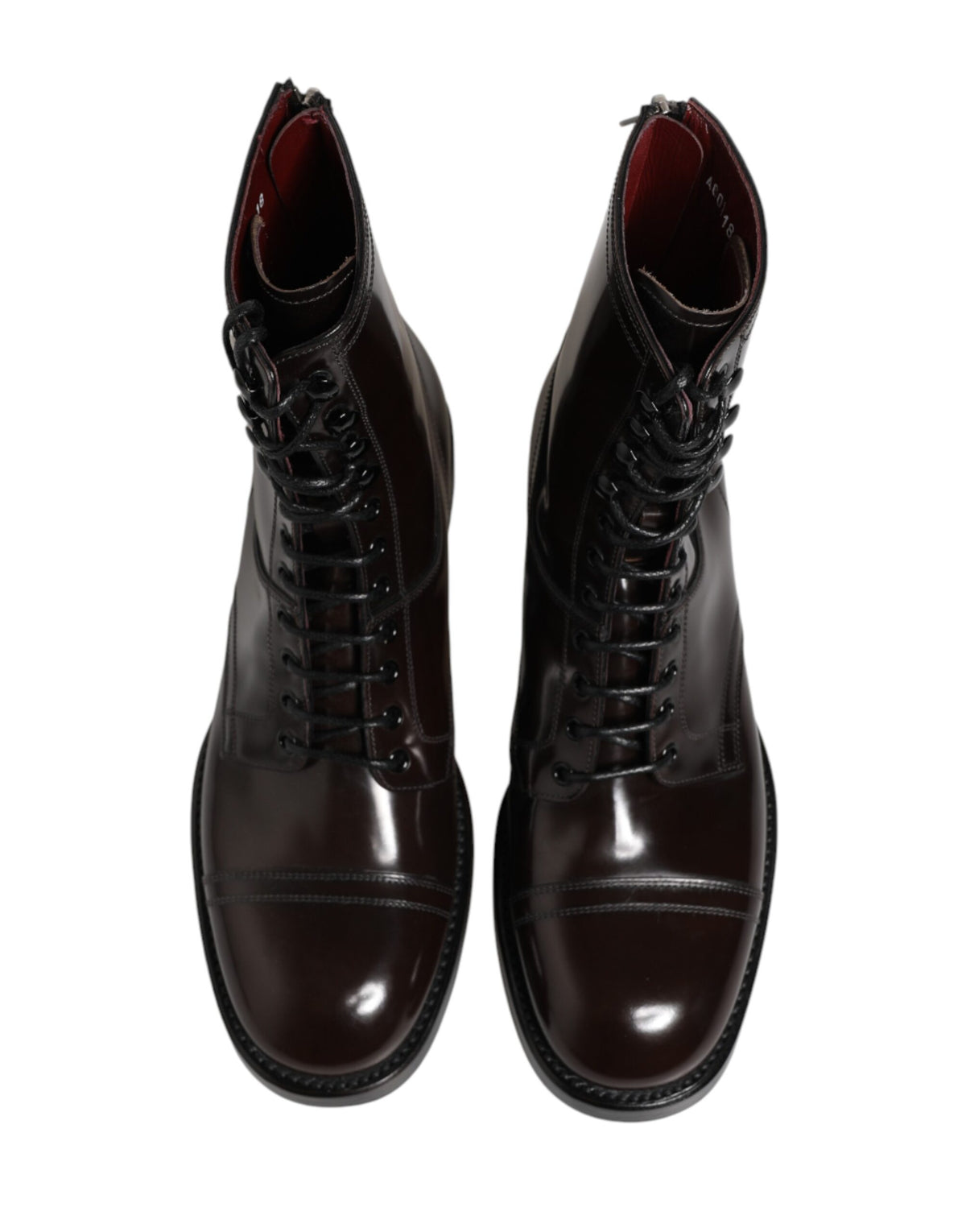 Dolce & Gabbana Brown Leather Lace Up Mid Calf Boots Men's Shoes (Pre-Owned)