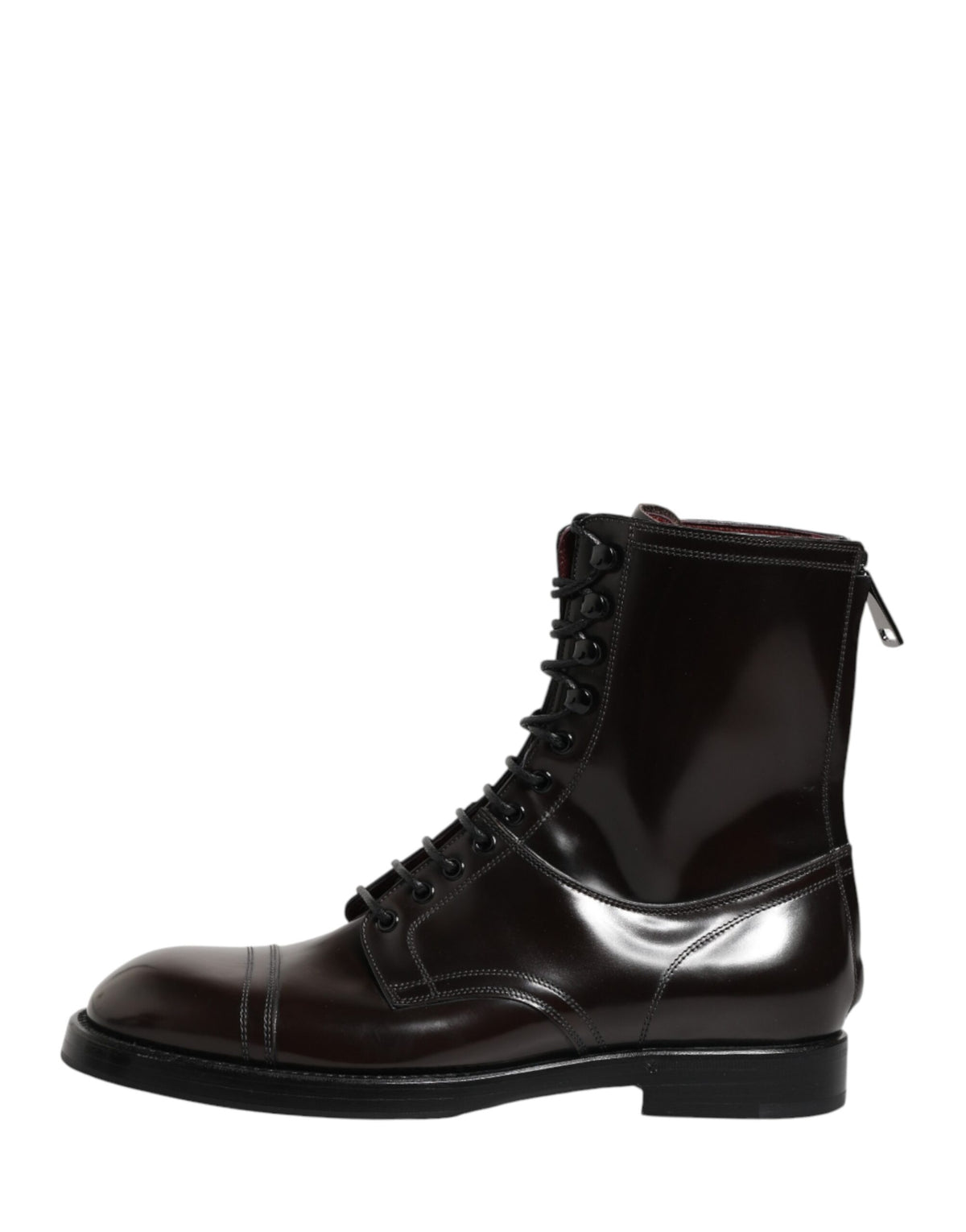 Dolce & Gabbana Brown Leather Lace Up Mid Calf Boots Men's Shoes (Pre-Owned)