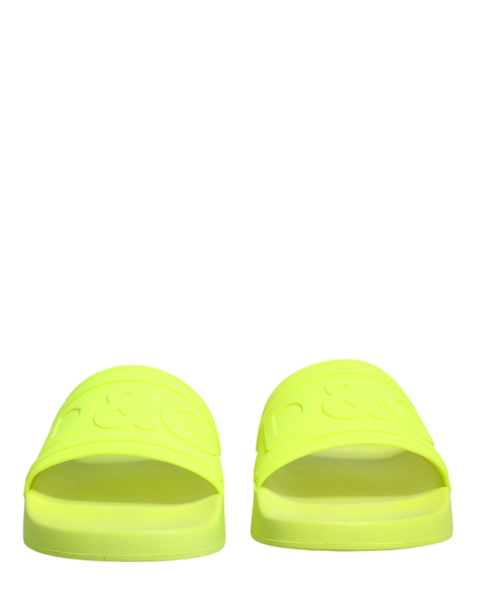 Dolce & Gabbana Green Rubber Slides Sandals Beachwear Men's Shoes