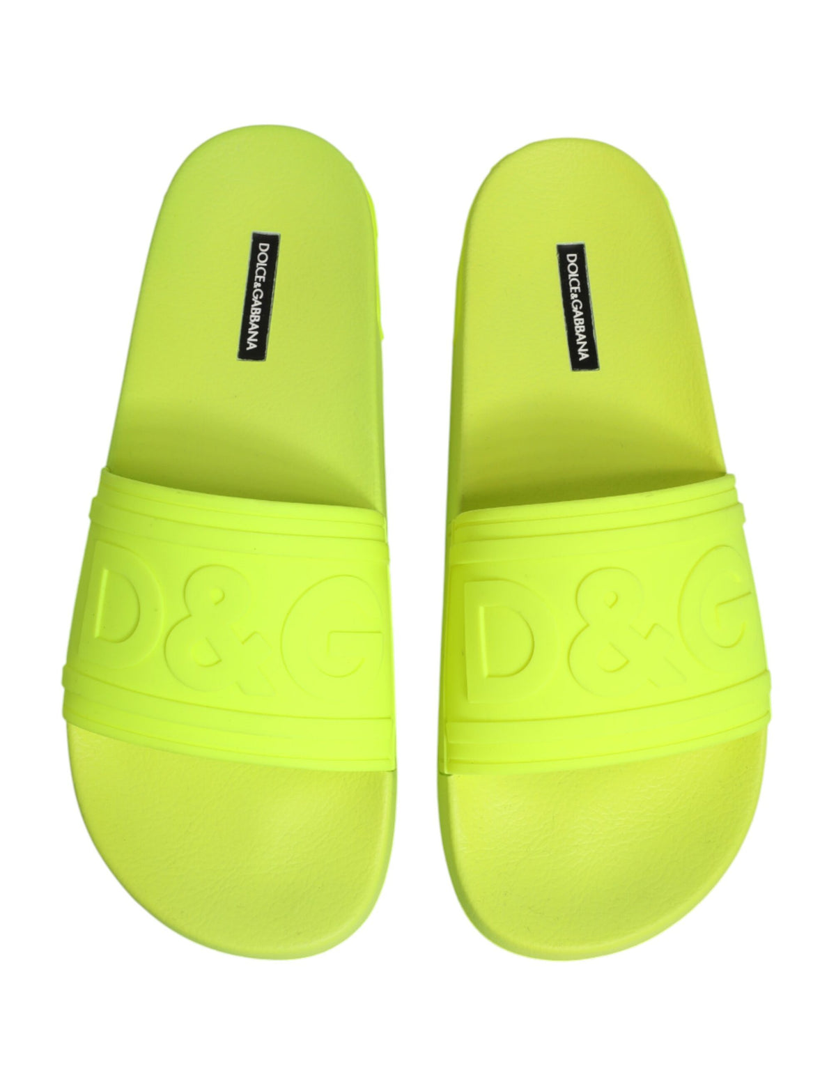 Dolce & Gabbana Green Rubber Slides Sandals Beachwear Men's Shoes