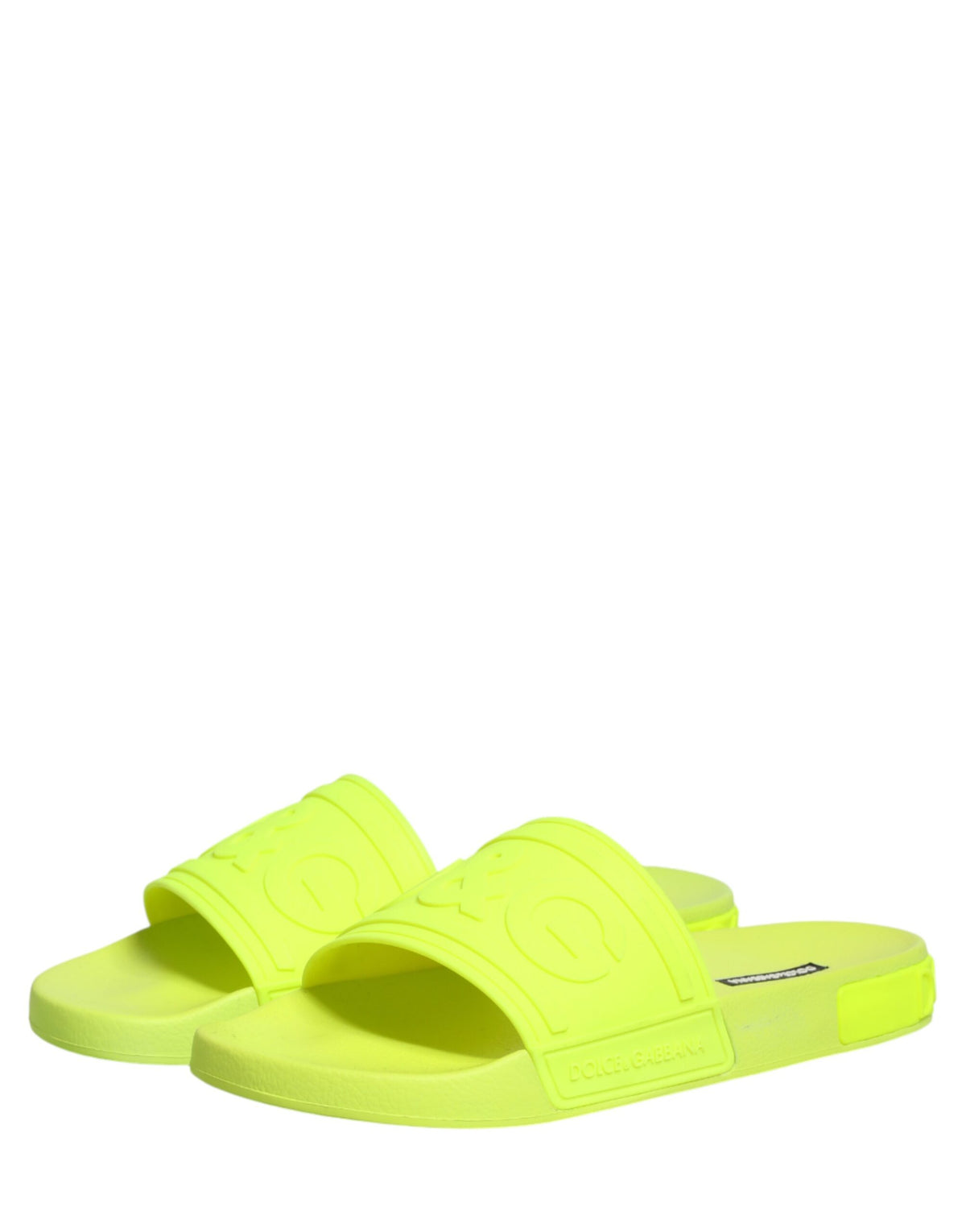 Dolce & Gabbana Green Rubber Slides Sandals Beachwear Men's Shoes