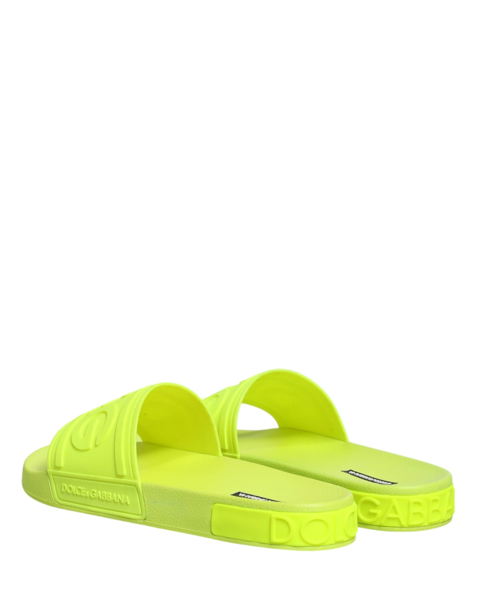 Dolce & Gabbana Green Rubber Slides Sandals Beachwear Men's Shoes
