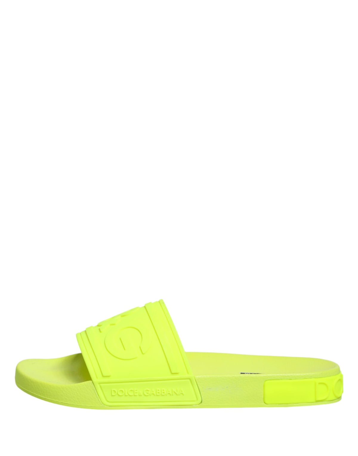 Dolce & Gabbana Green Rubber Slides Sandals Beachwear Men's Shoes