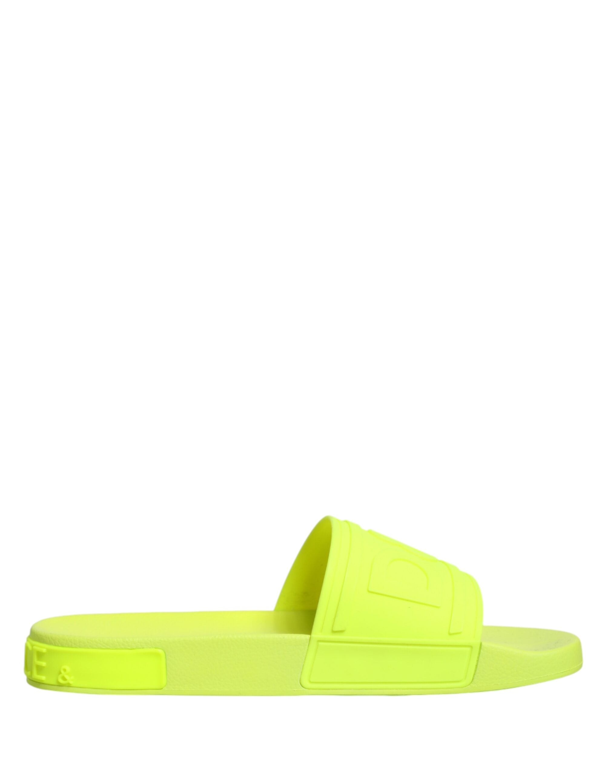 Dolce & Gabbana Green Rubber Slides Sandals Beachwear Men's Shoes