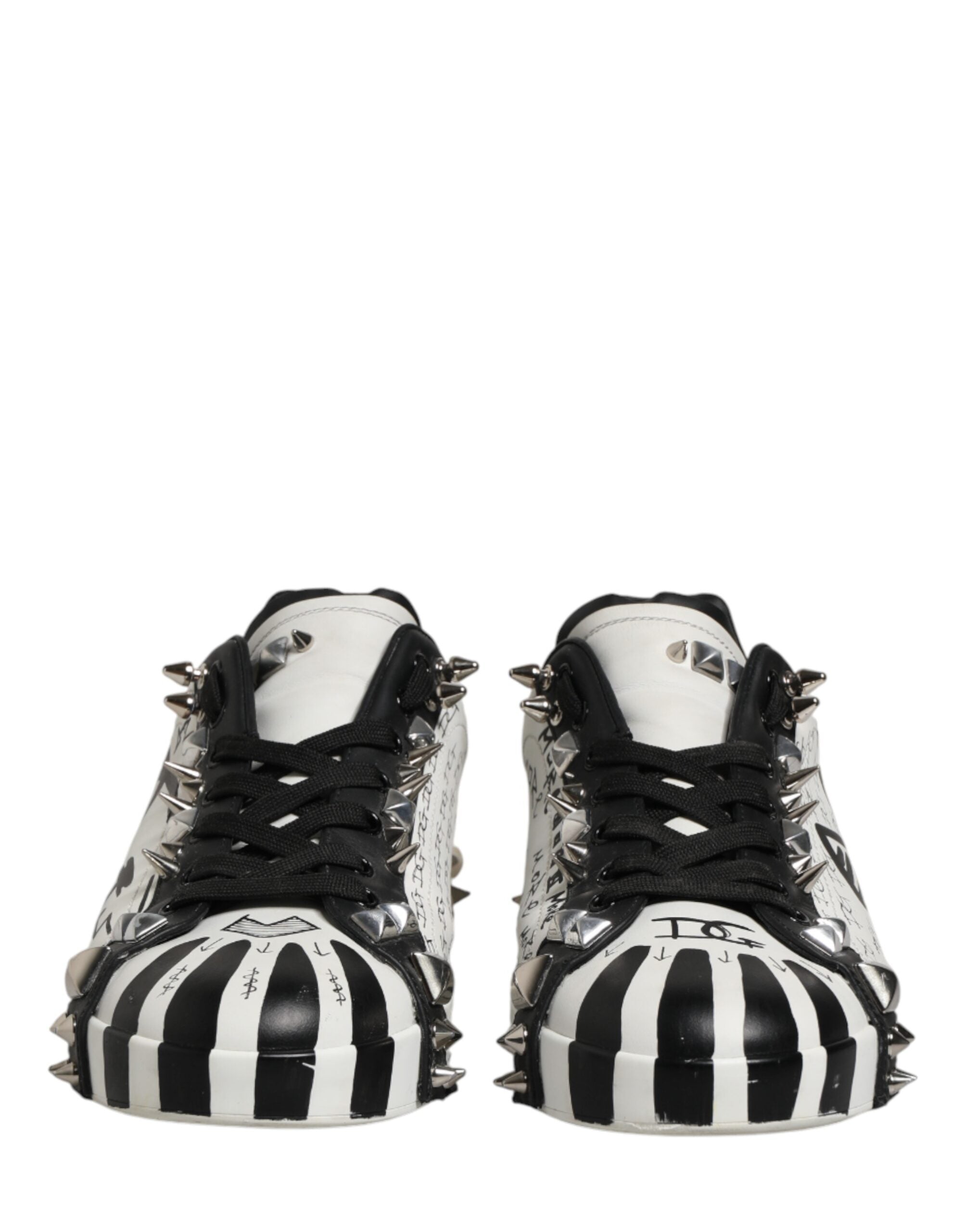 Dolce & Gabbana Black White Studded Low Top Sneakers Men's Shoes (Pre-Owned)