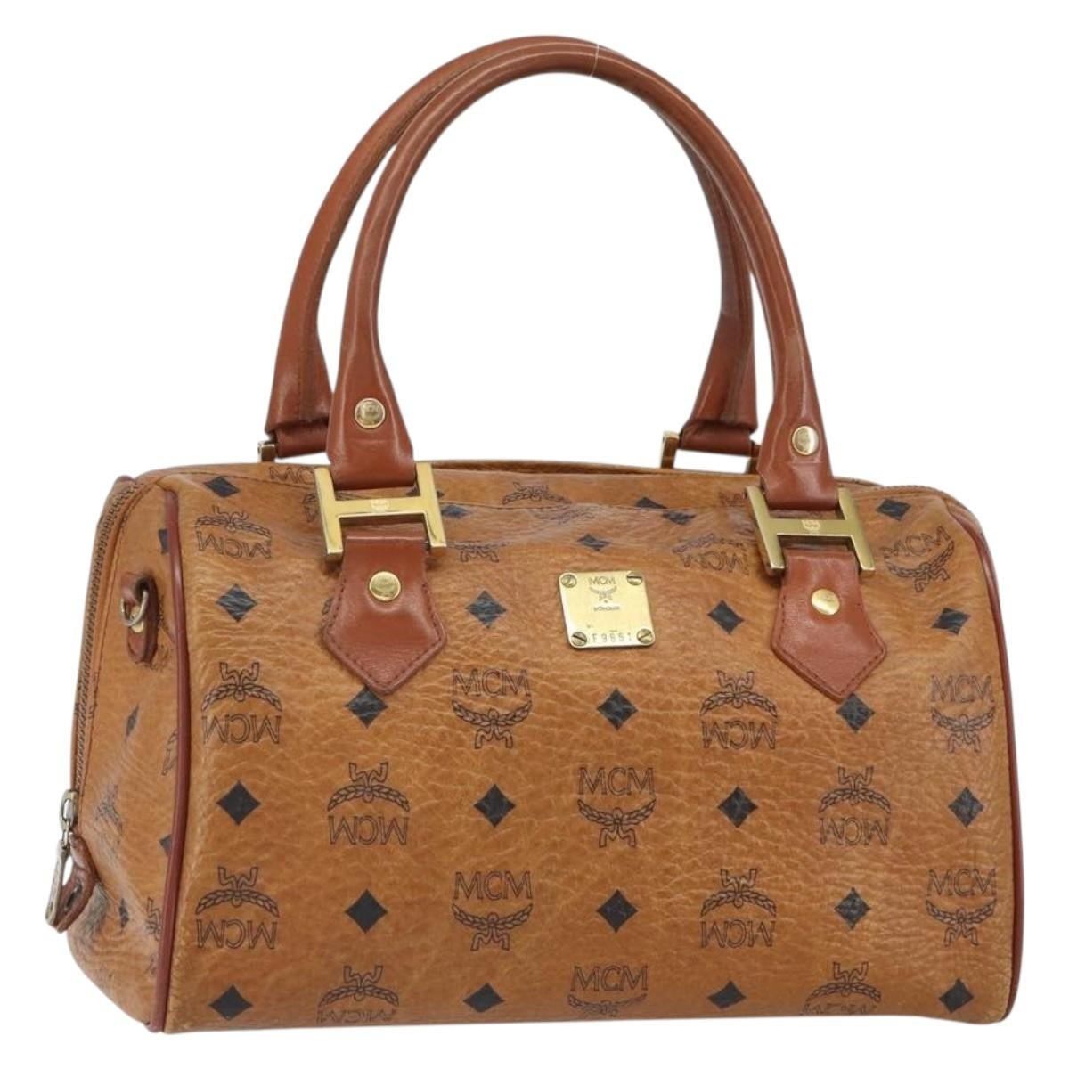MCM Visetos Canvas And Leather Brown Canvas Handbag (Pre-Owned)