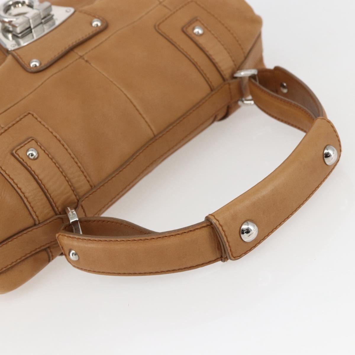 Salvatore Ferragamo Gancini Leather Brown Leather Shoulder Bag Bag (Pre-Owned)