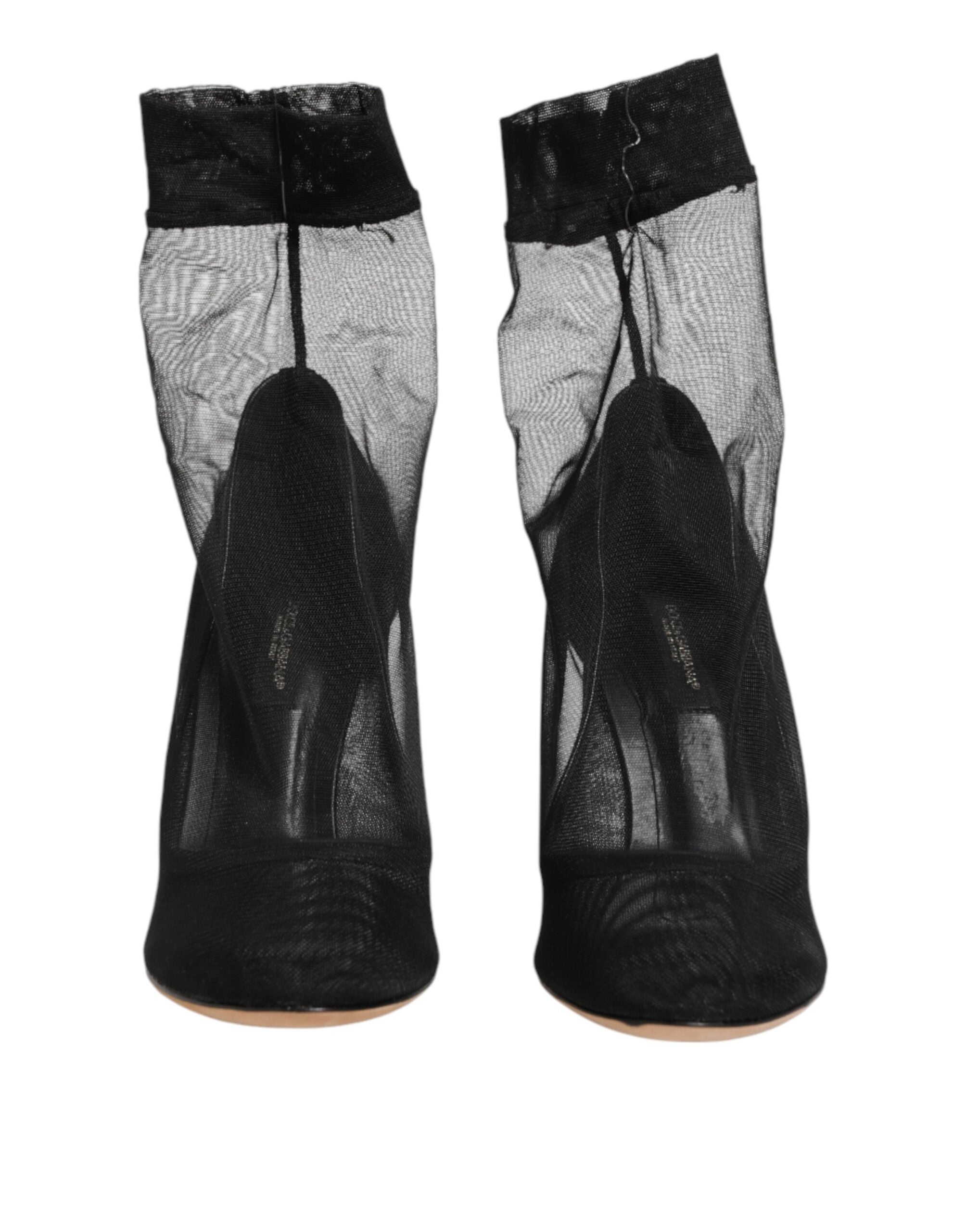 Dolce & Gabbana Black Nylon Stretch Mesh Sock Boots Women's Shoes