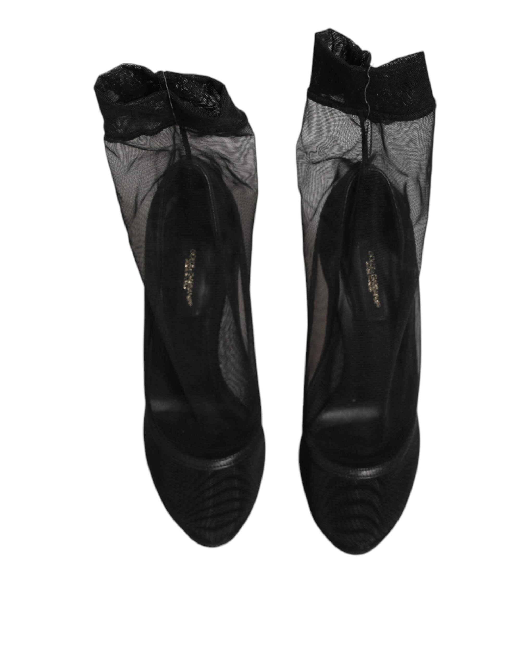 Dolce & Gabbana Black Nylon Stretch Mesh Sock Boots Women's Shoes