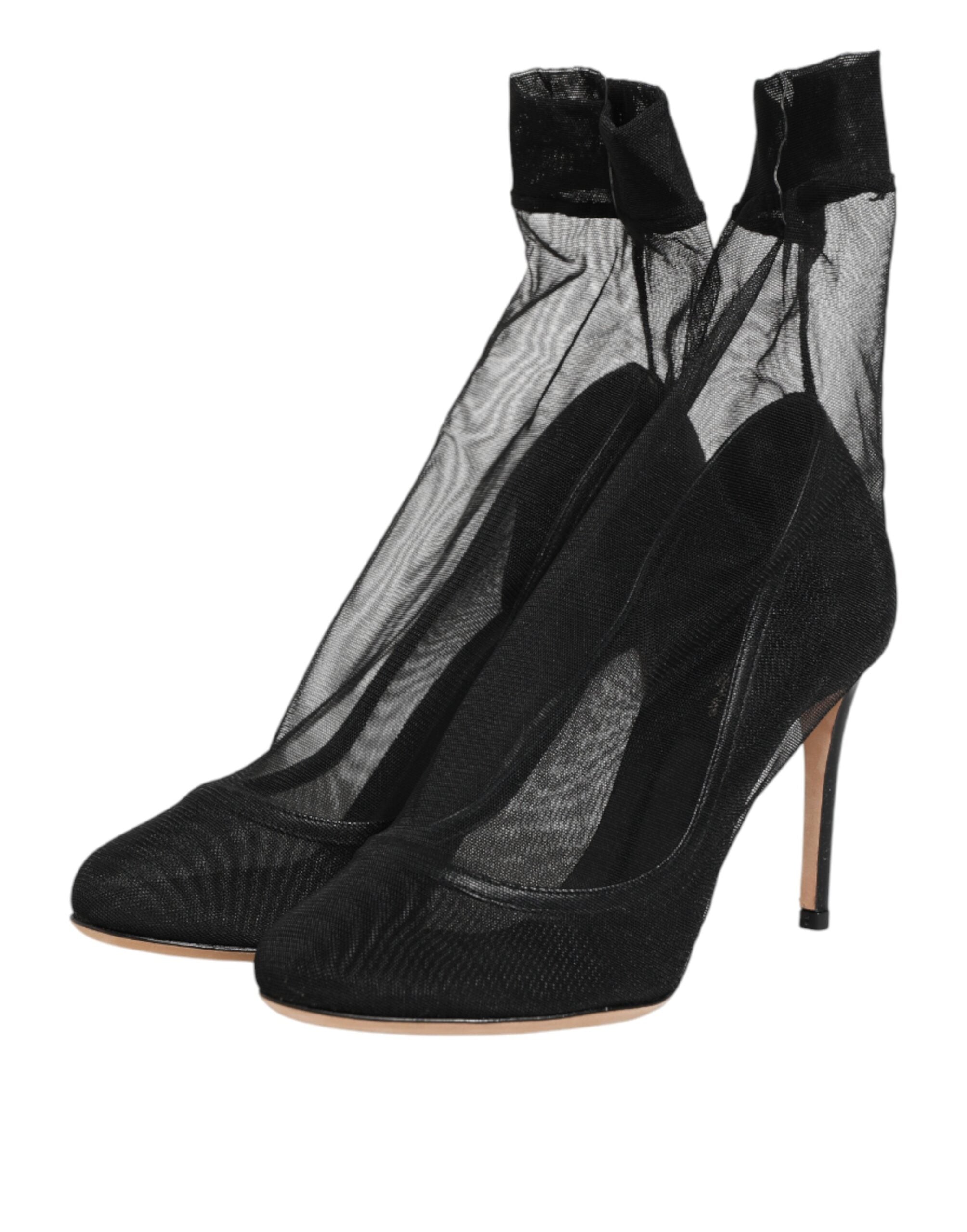 Dolce & Gabbana Black Nylon Stretch Mesh Sock Boots Women's Shoes