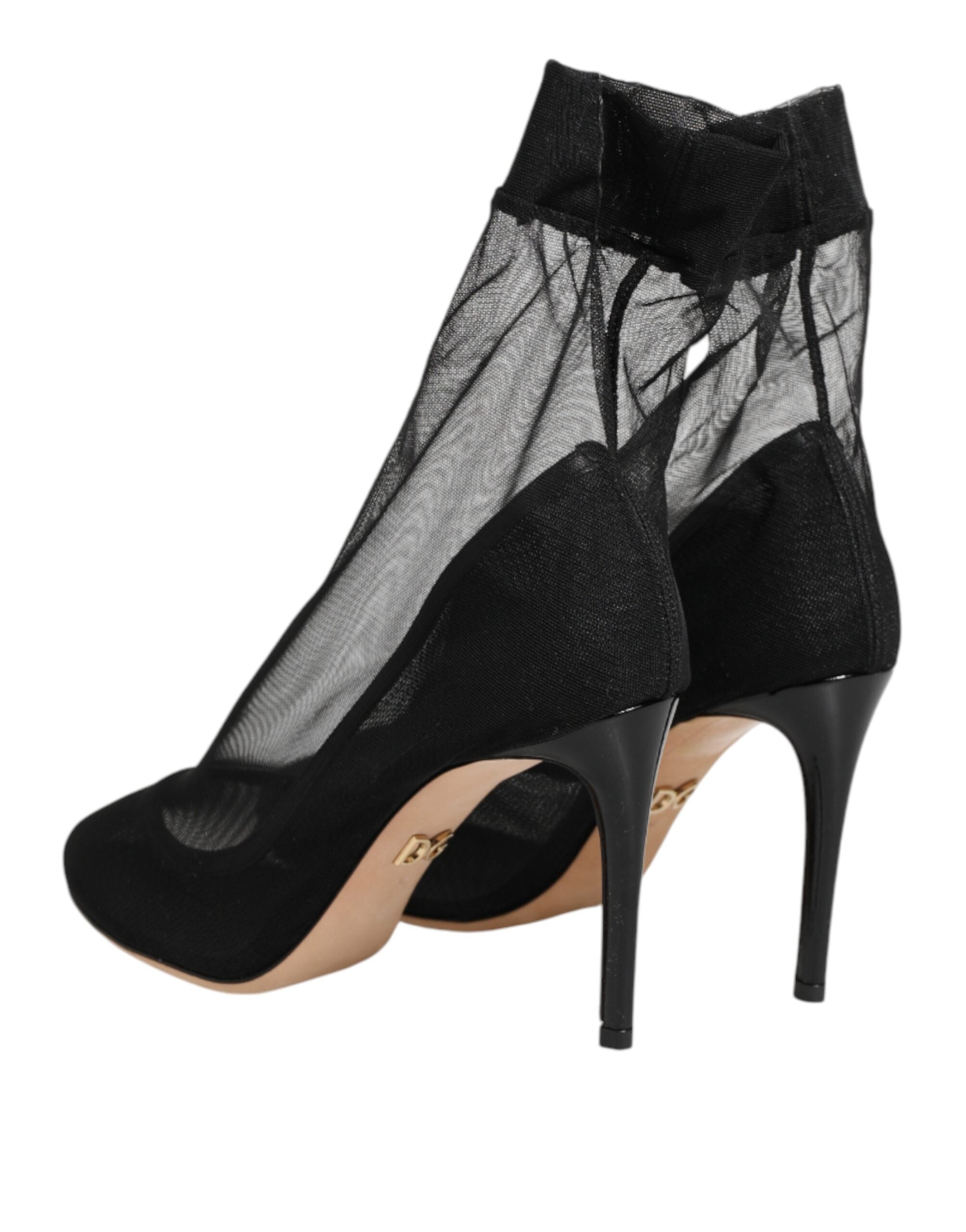 Dolce & Gabbana Black Nylon Stretch Mesh Sock Boots Women's Shoes
