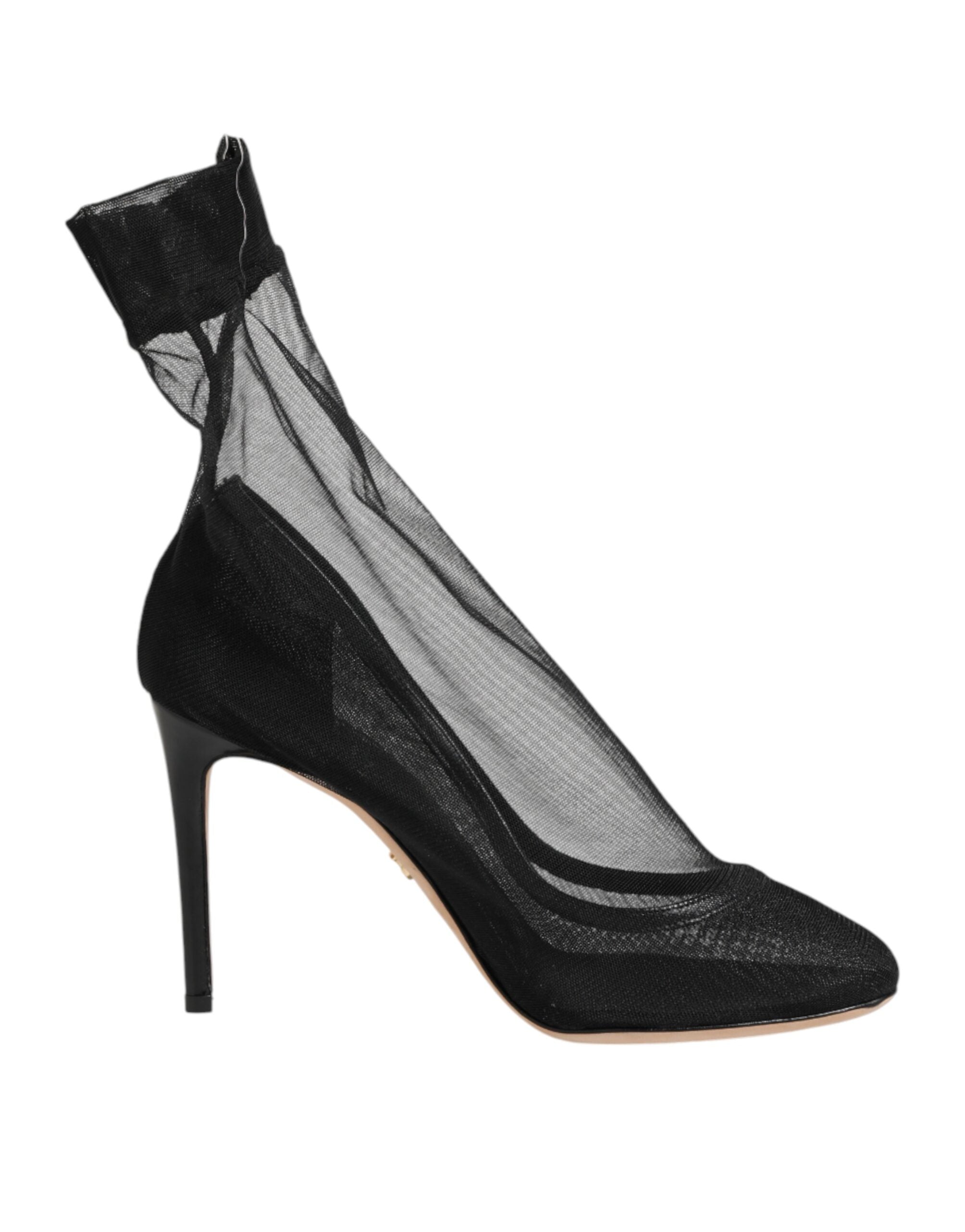 Dolce & Gabbana Black Nylon Stretch Mesh Sock Boots Women's Shoes