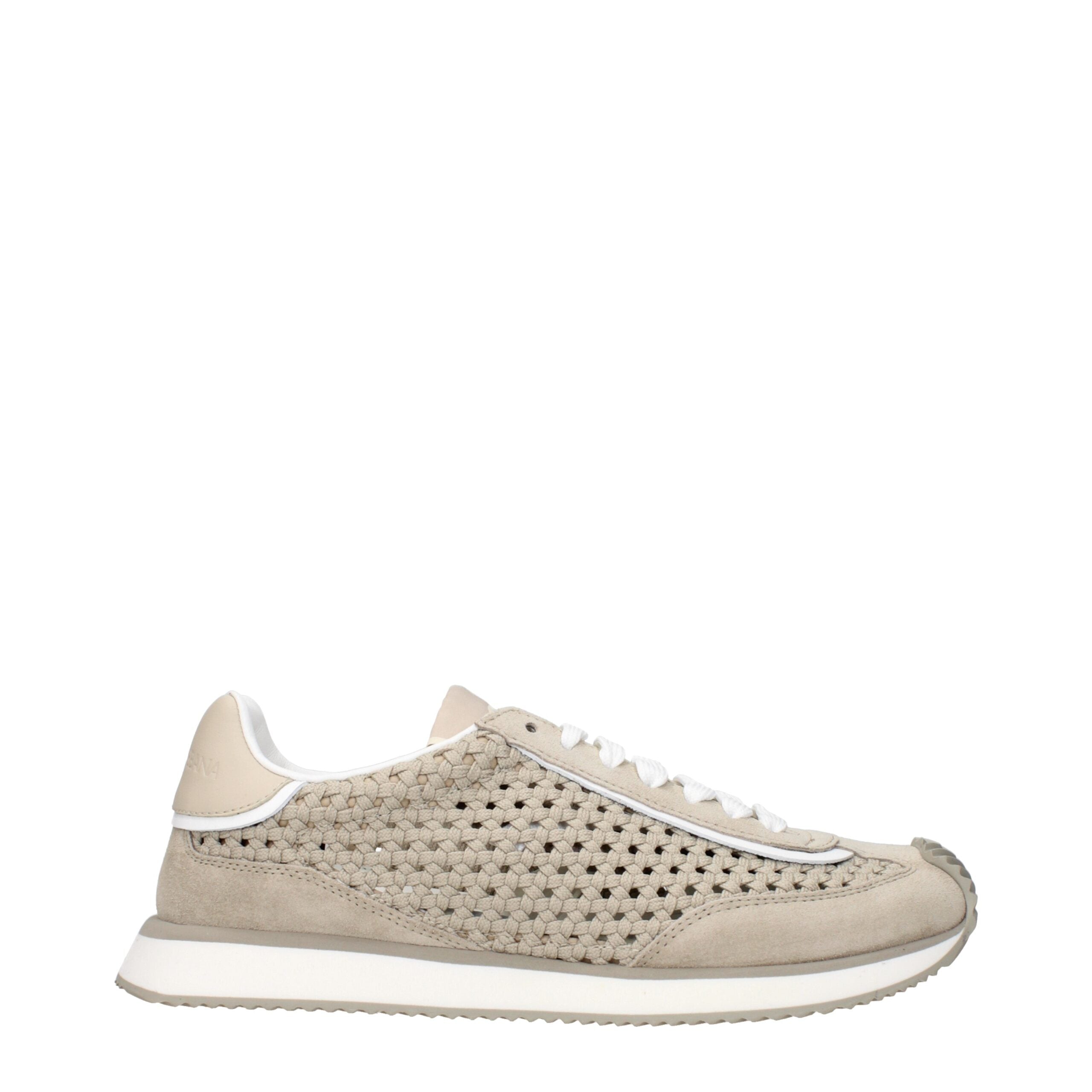 Dolce & Gabbana Beige Fabric Low Top Men's Sneakers
