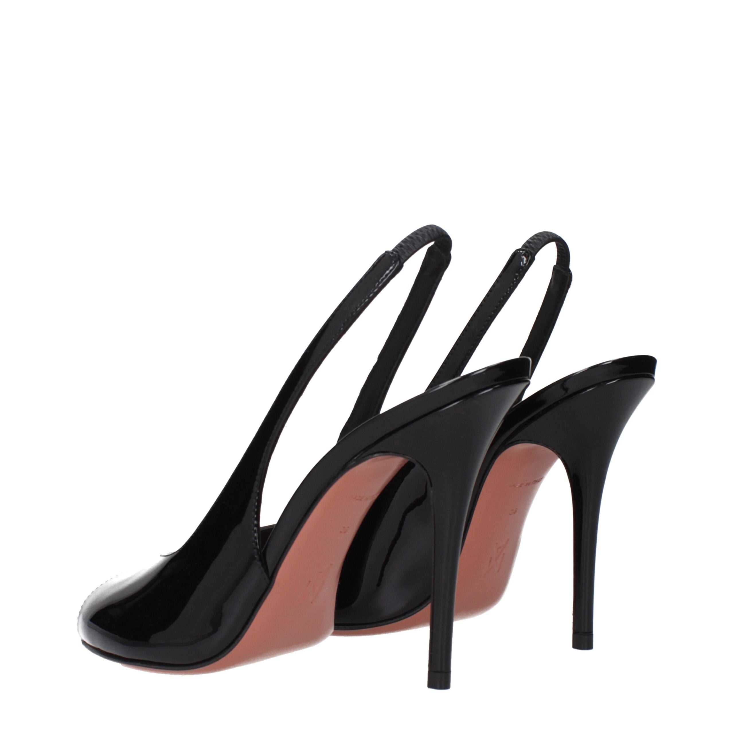 Amina Muaddi Black Leather Stiletto Heel Women's Sandals