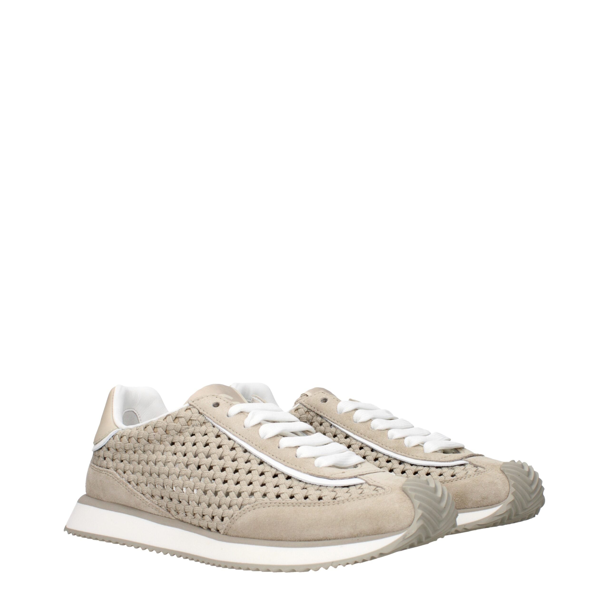 Dolce & Gabbana Beige Fabric Low Top Men's Sneakers