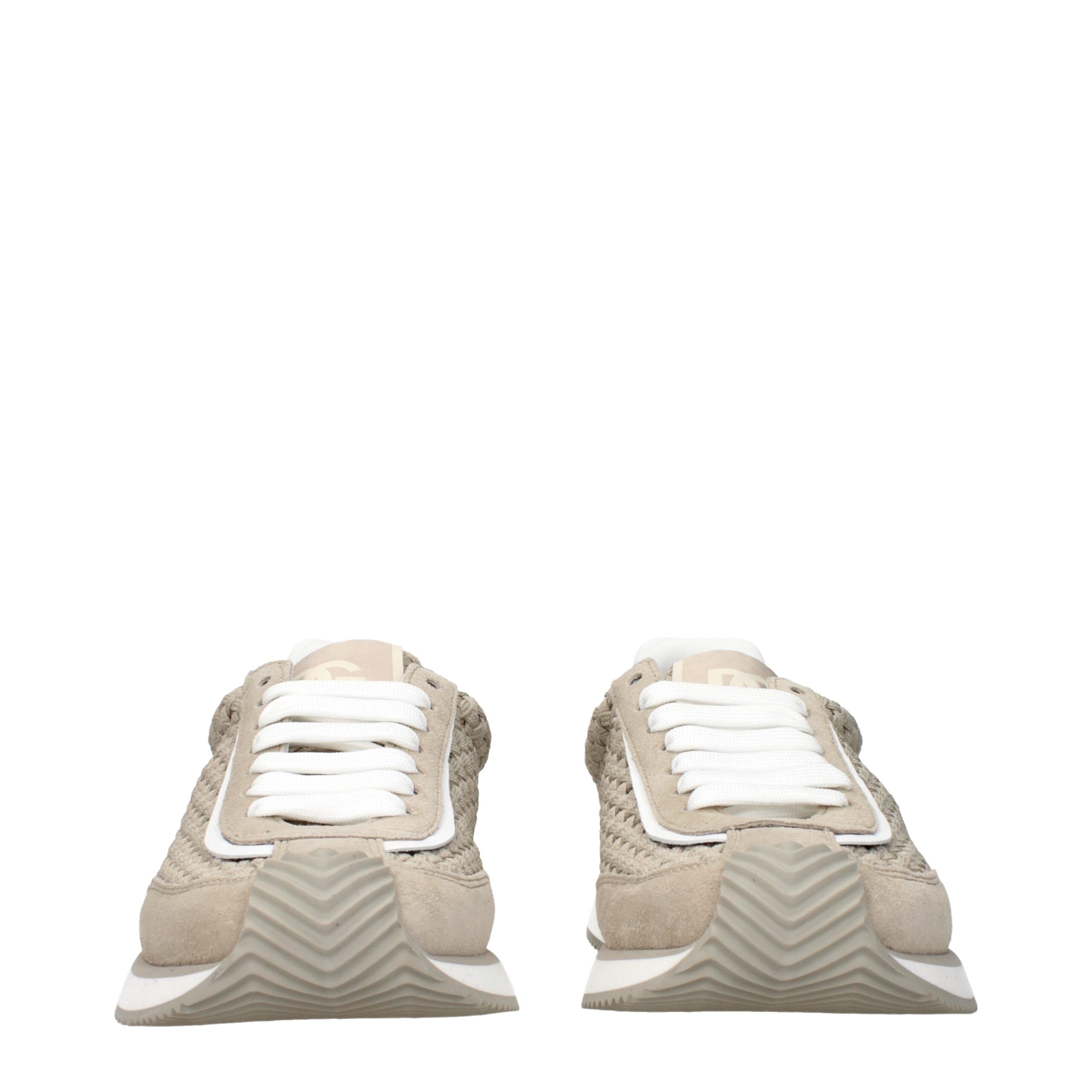 Dolce & Gabbana Beige Fabric Low Top Men's Sneakers