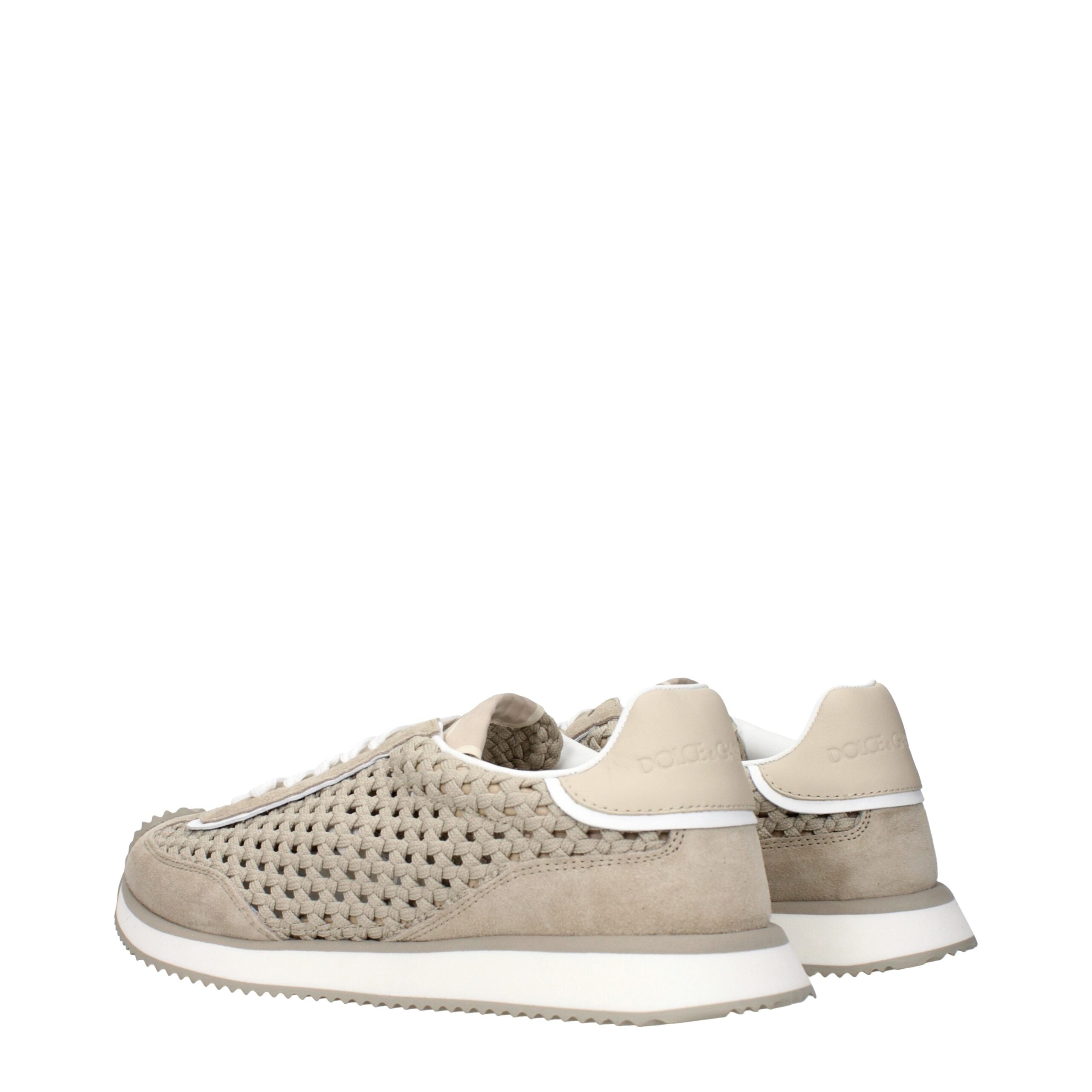 Dolce & Gabbana Beige Fabric Low Top Men's Sneakers