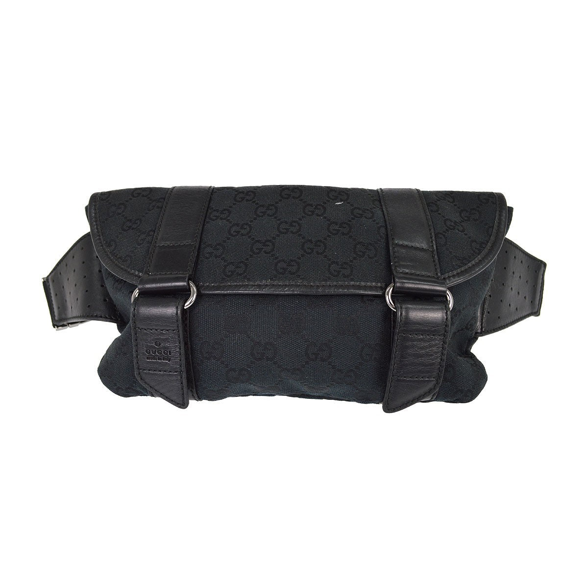 Gucci Waist Belt Bag (Outlet) Gg Canvas And Leather Black Canvas Crossbody Bag Bag (Pre-Owned)