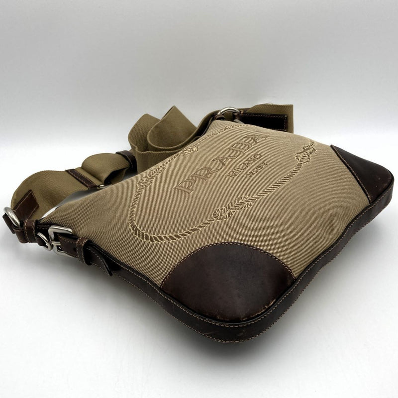Prada Beige Canvas Shoulder Bag (Pre-Owned)
