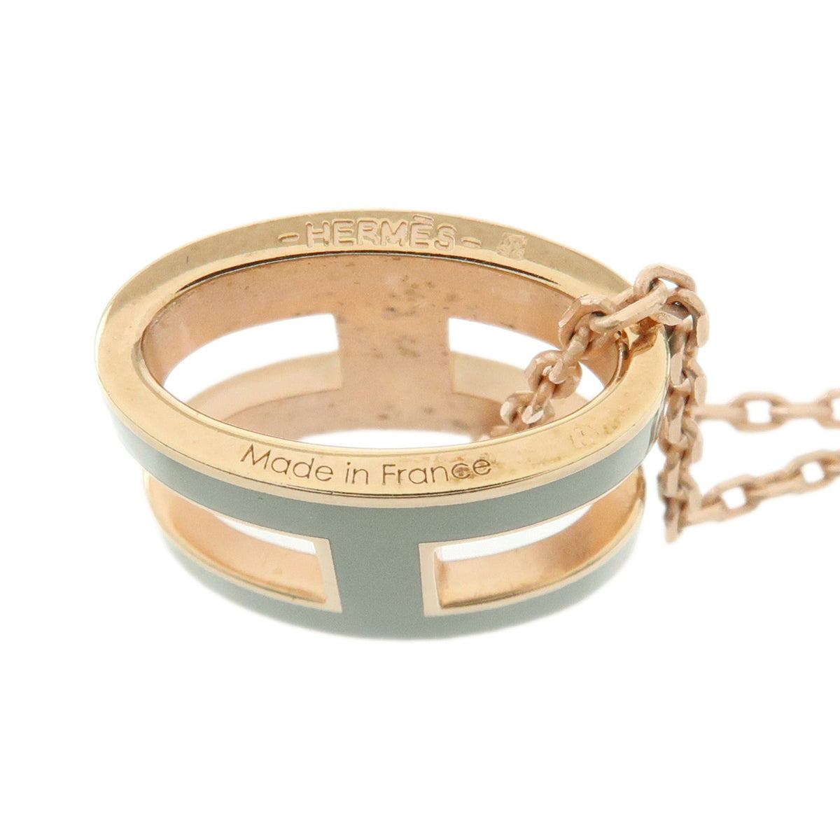 Hermes Pop H Pendant Chain Metal And Enamel Pink Rose_Gold Necklace Jewelry (Pre-Owned)