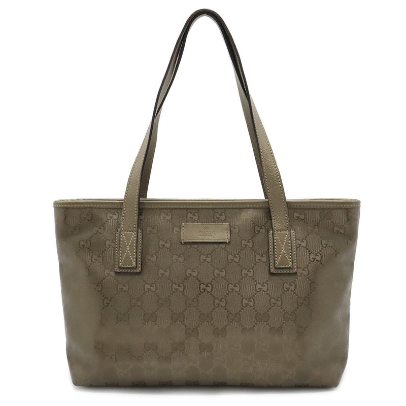 Gucci Gg Imprimé Khaki Canvas Tote Bag (Pre-Owned)