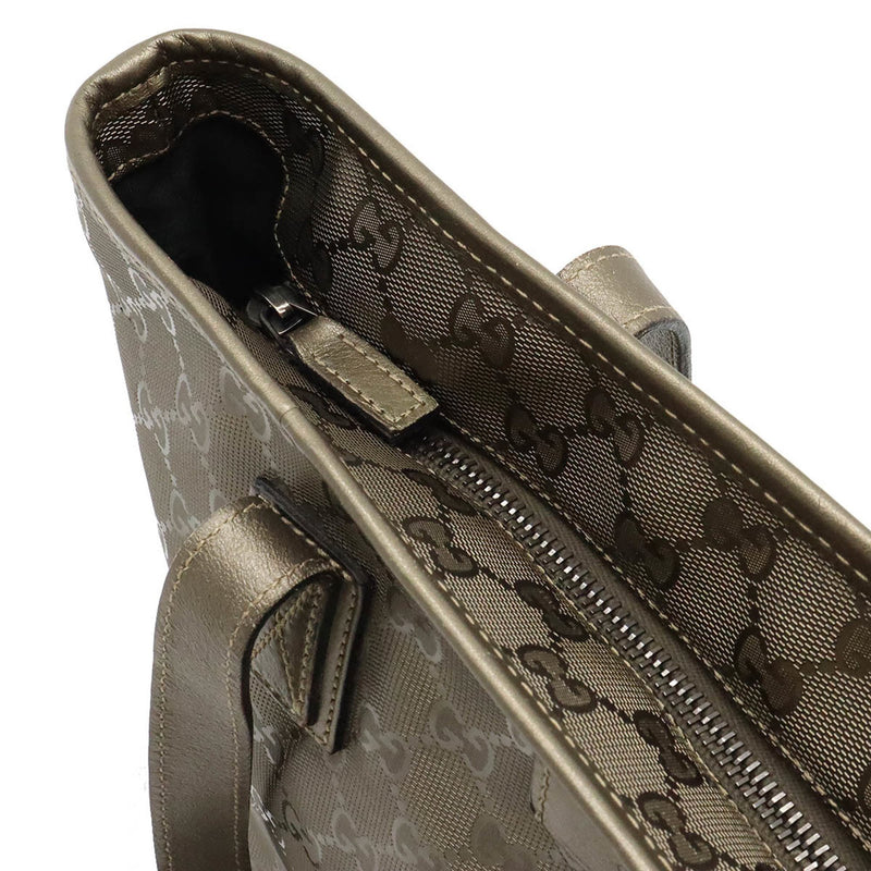 Gucci Gg Imprimé Khaki Canvas Tote Bag (Pre-Owned)
