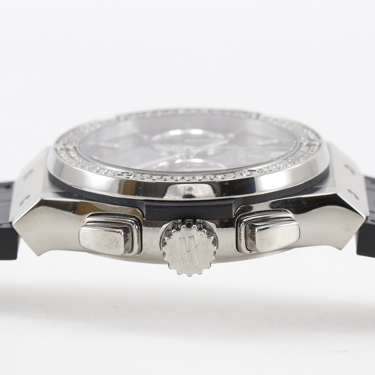 Hublot Classic Fusion Automatic Stainless Steel And Alligator With Rubber With Diamond Bezel Watch (Pre-Owned)