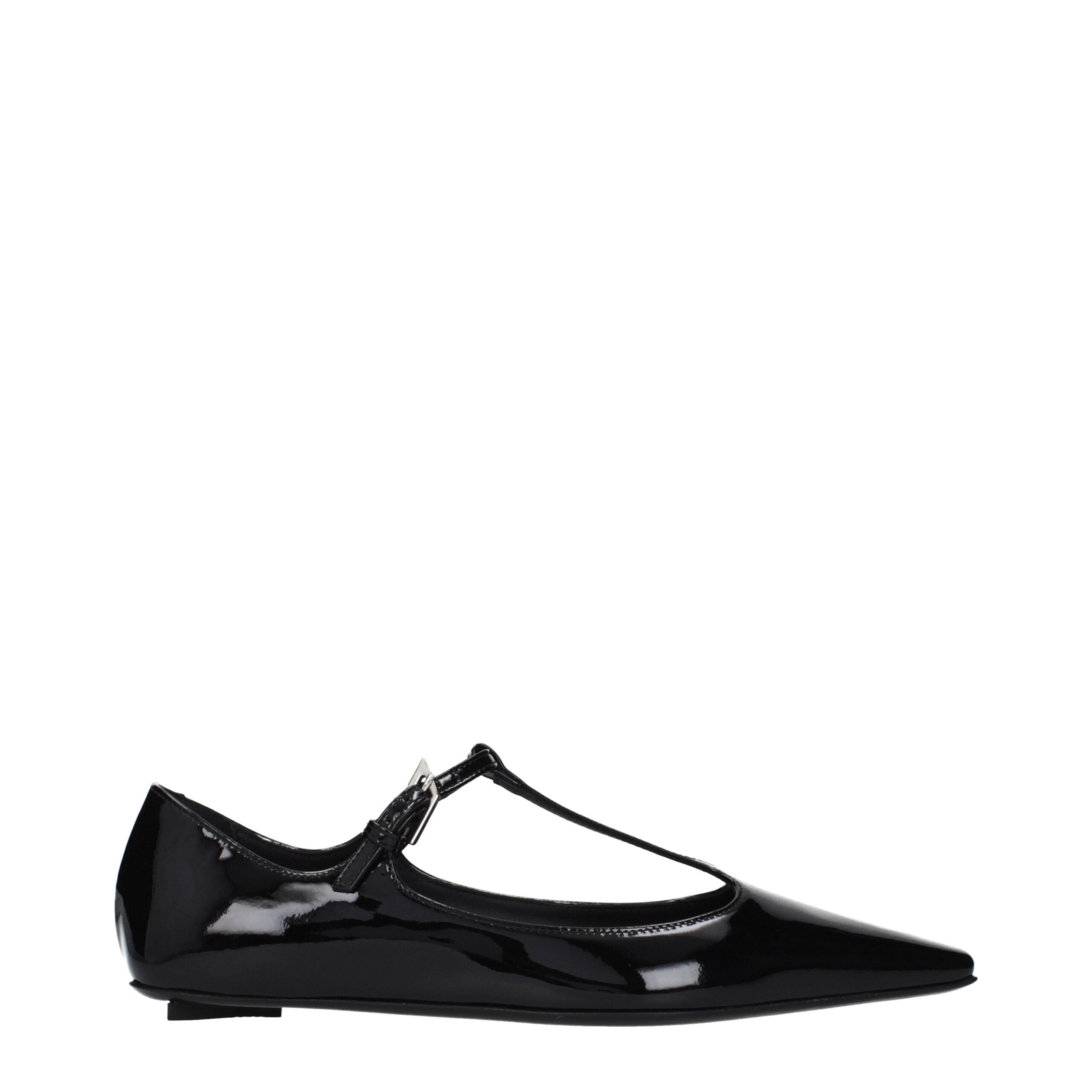 The Attico Black Leather Ballet Women's Flats
