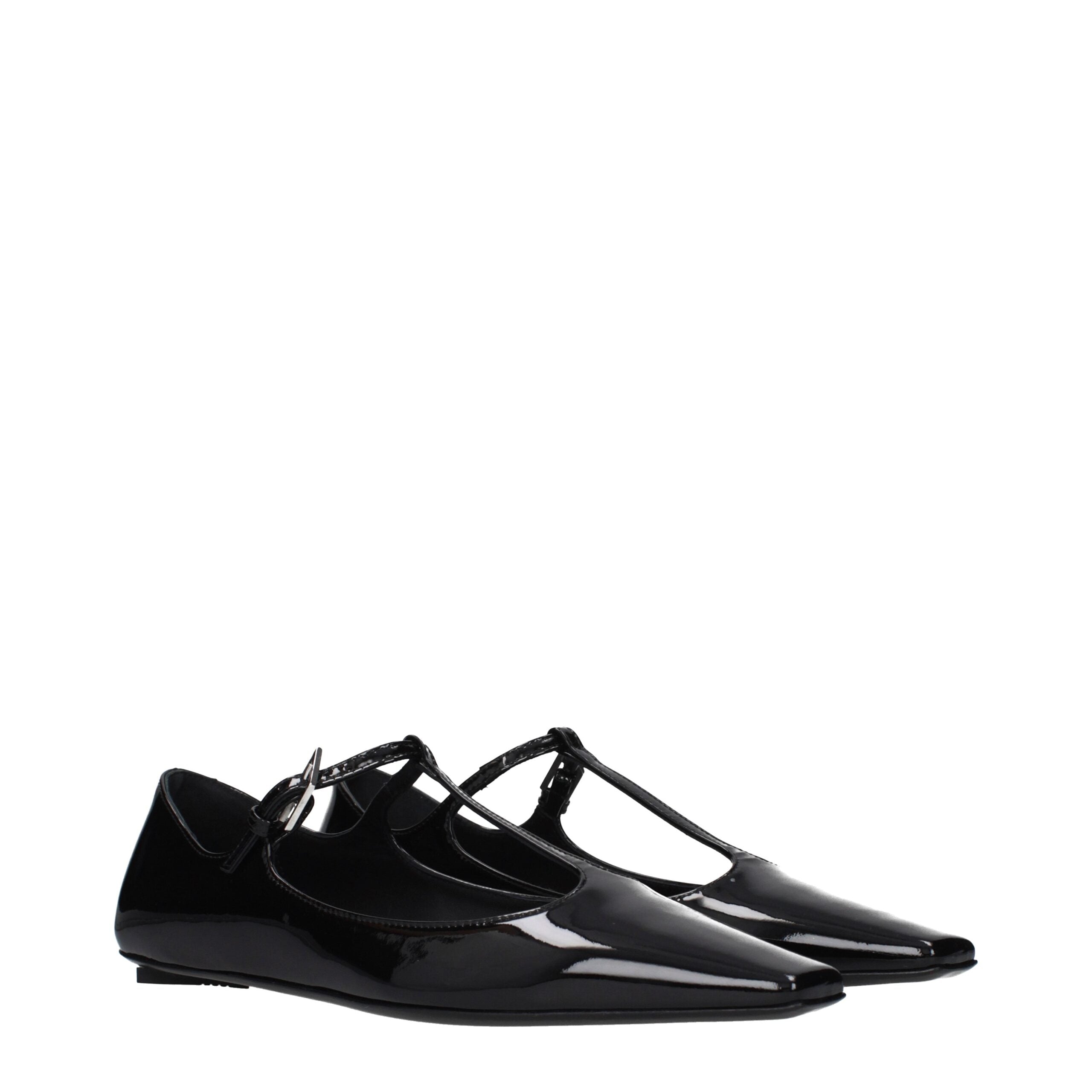 The Attico Black Leather Ballet Women's Flats