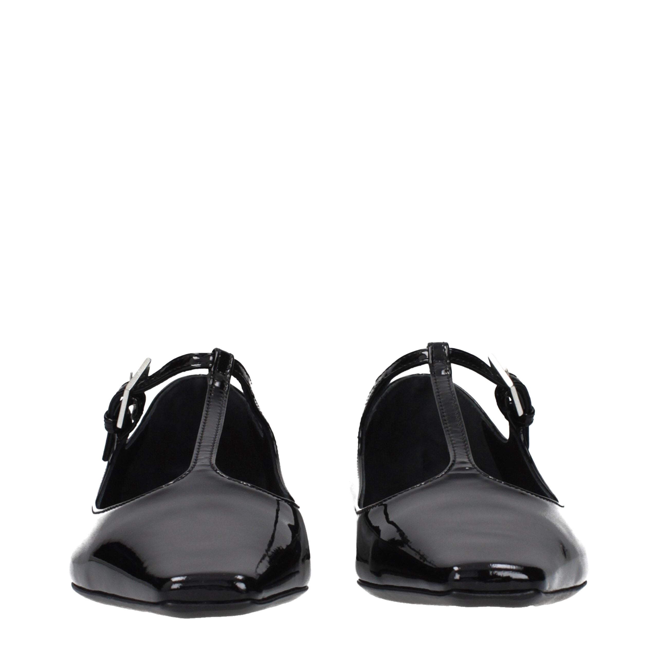 The Attico Black Leather Ballet Women's Flats