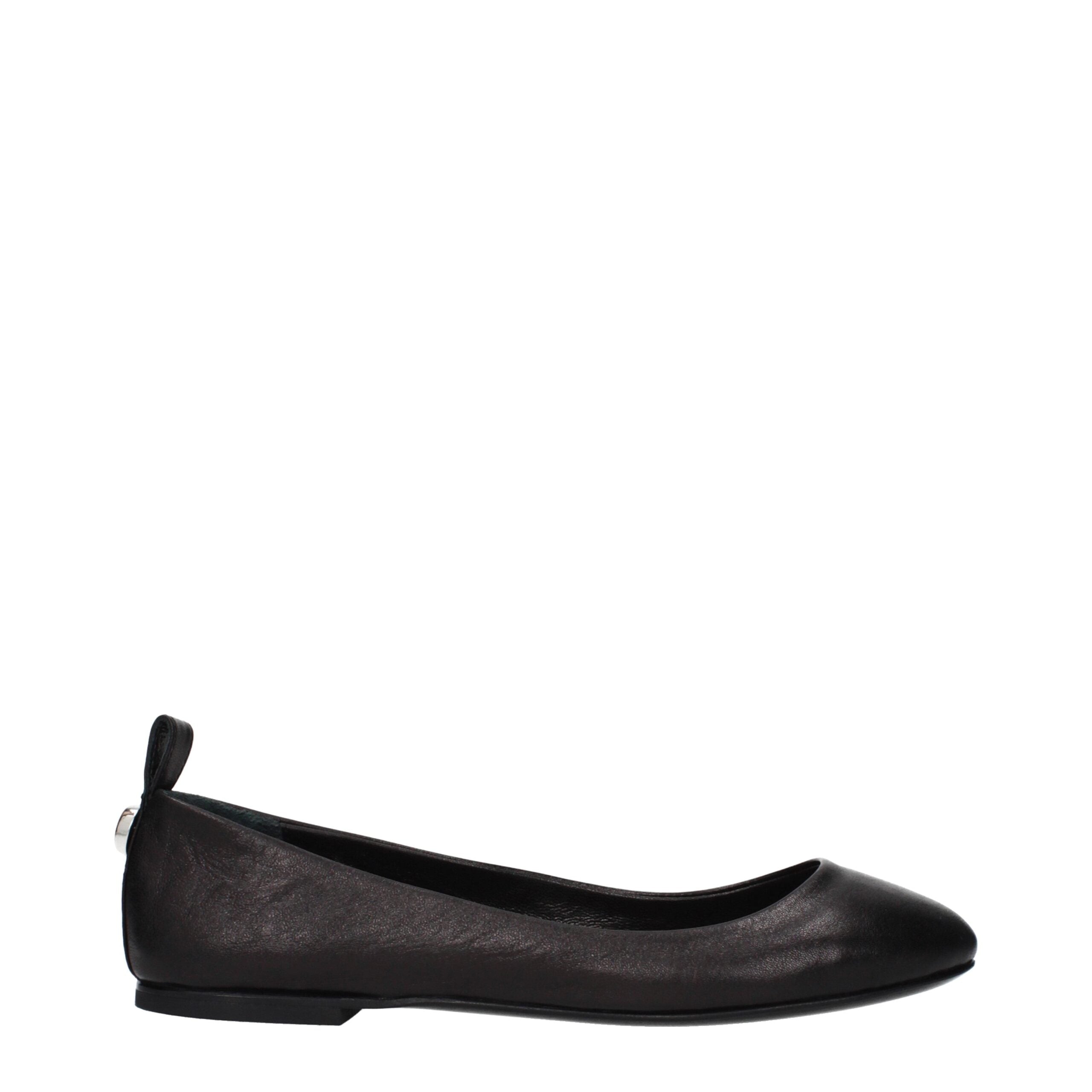 The Attico Black Leather Ballet Women's Flats