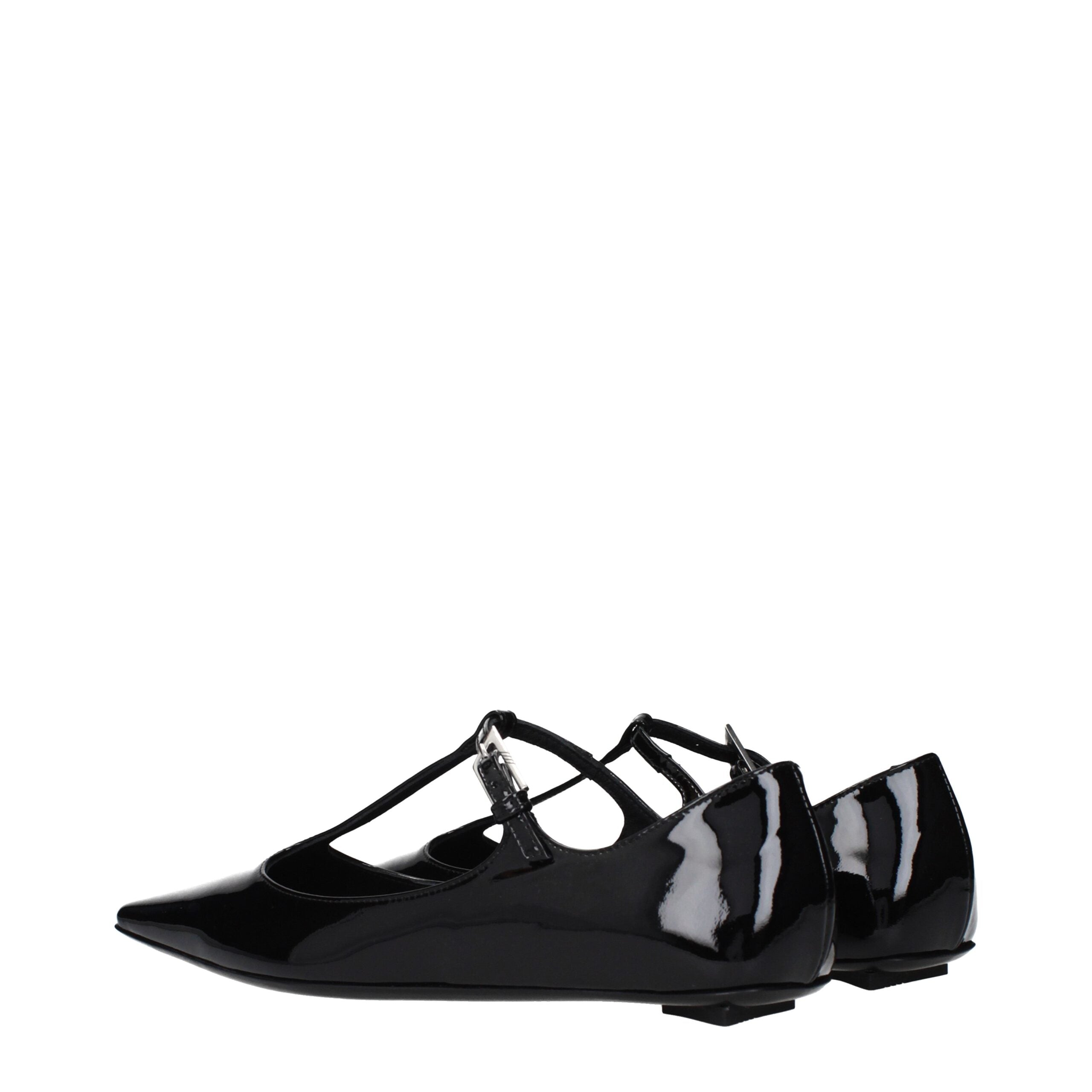 The Attico Black Leather Ballet Women's Flats
