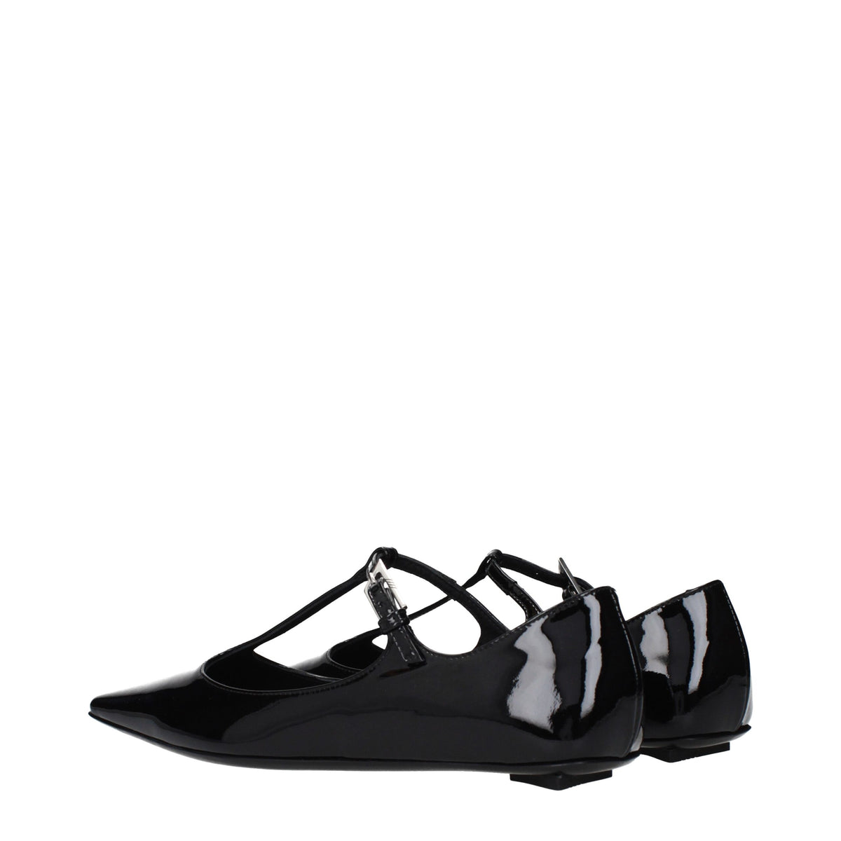 The Attico Black Leather Ballet Women's Flats