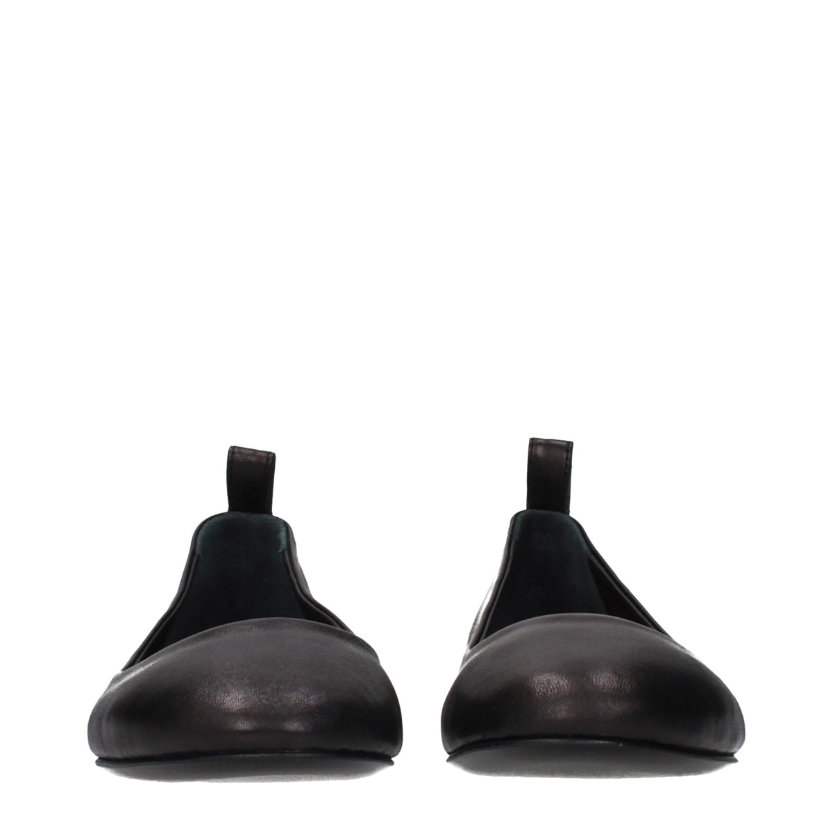 The Attico Black Leather Ballet Women's Flats
