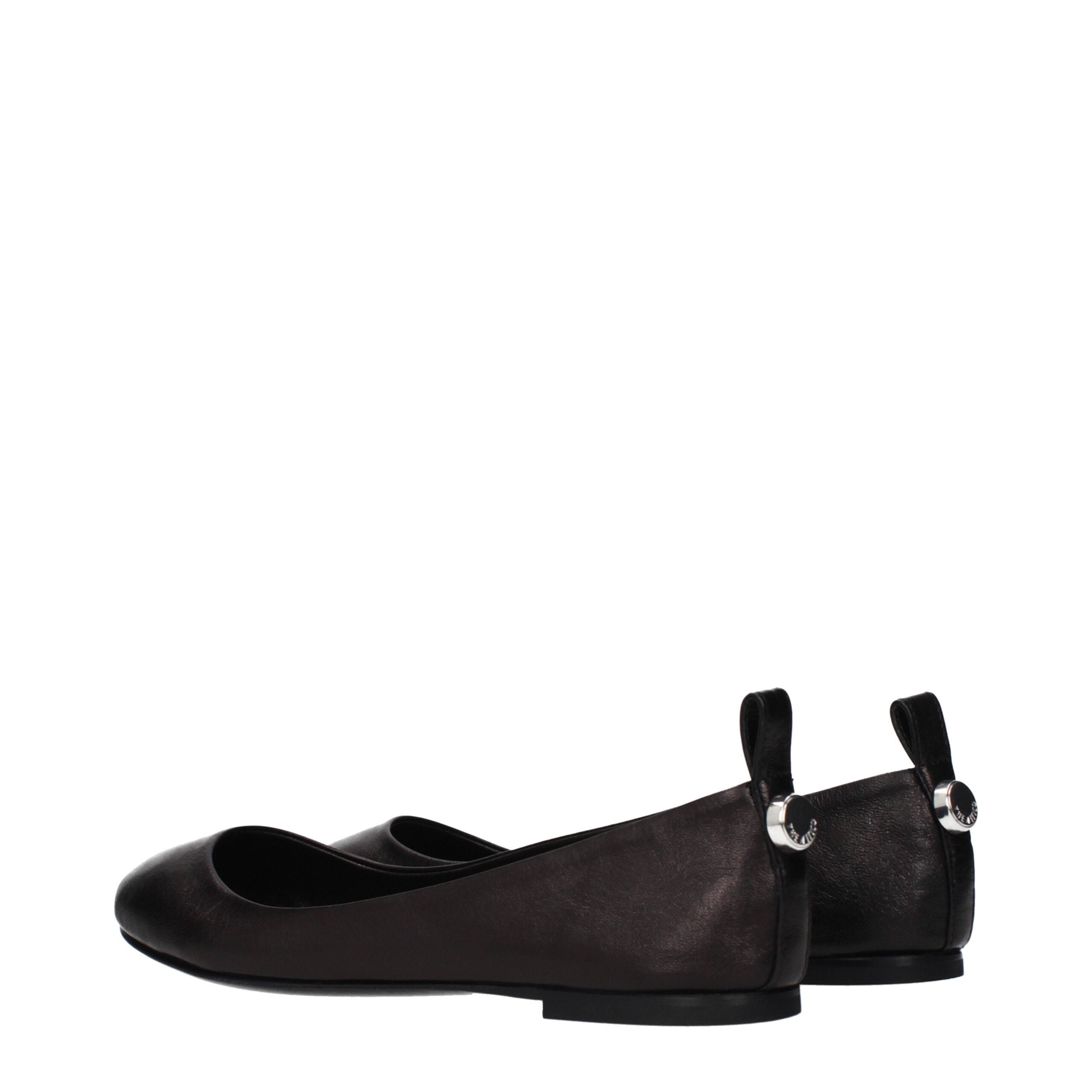 The Attico Black Leather Ballet Women's Flats