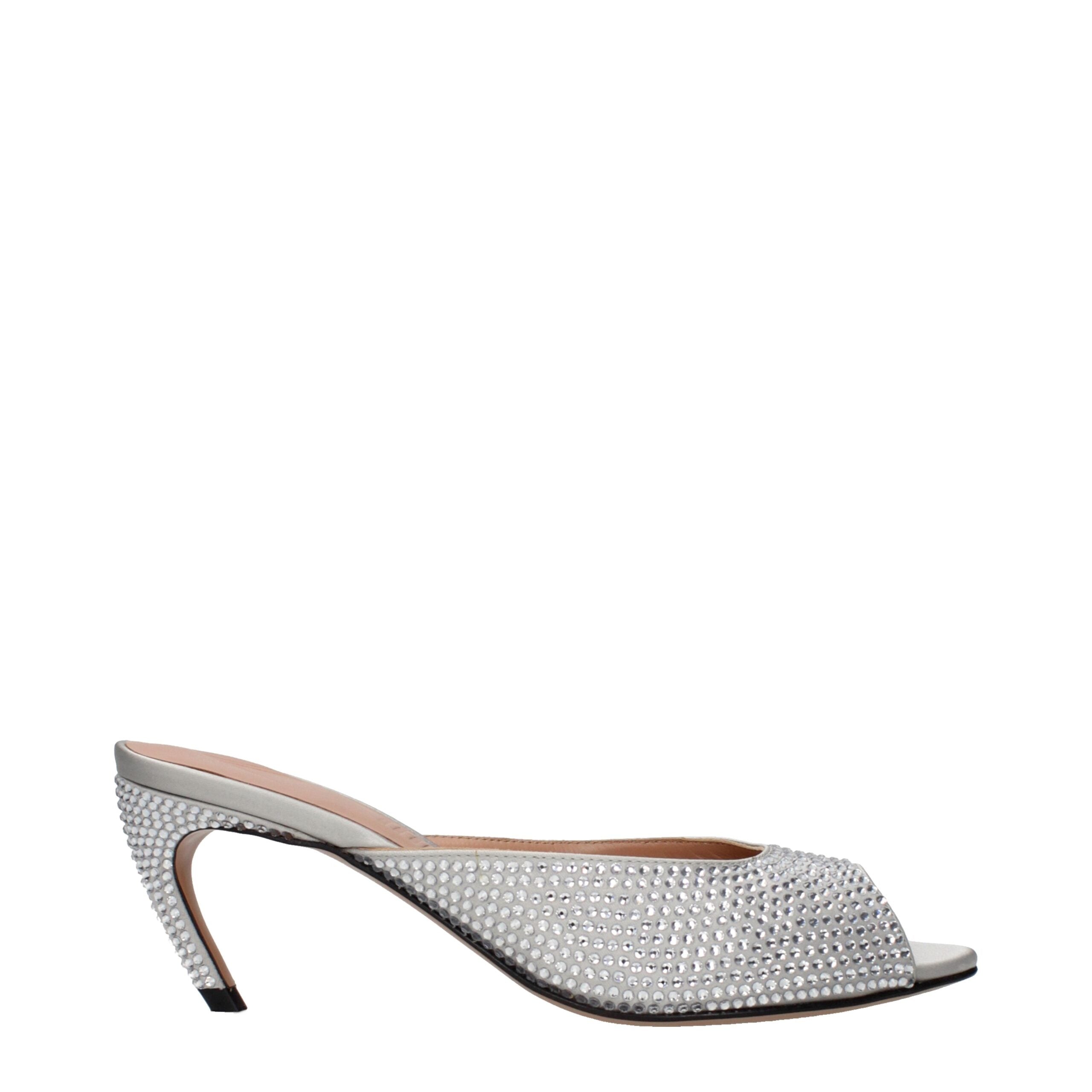 The Attico Gray Satin Stiletto Heel Women's Sandals