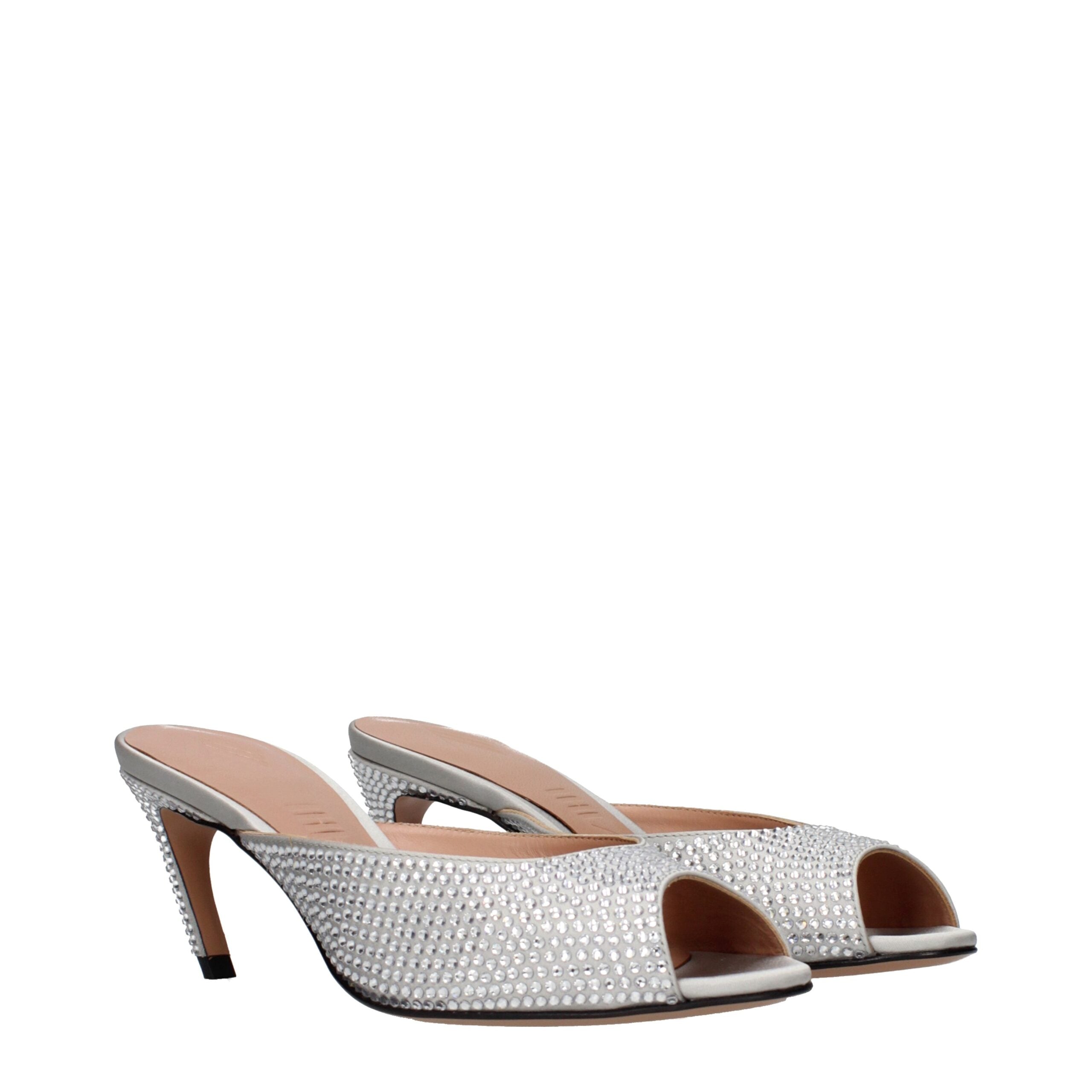 The Attico Gray Satin Stiletto Heel Women's Sandals